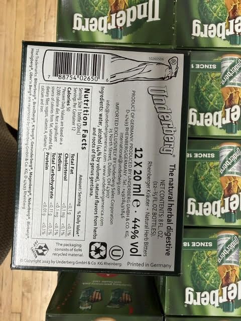 Full Case of Cardboard 12 Packs (120 Total) 120bottles liquid by Underberg - Image 10