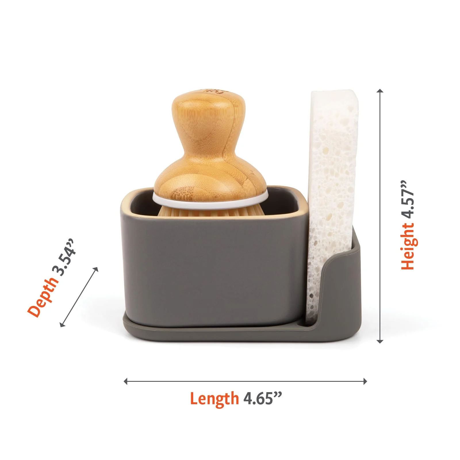 Full Circle Bubble Up Combo — Family Safe, Formaldehyde-Free – Gray Ceramic Soap Dish with Plant-Based Sponge & Bamboo Dish Brush – Versatile Kitchen Scrub Brush Set for Pots, Pans, Counter & Ovens - Image 4