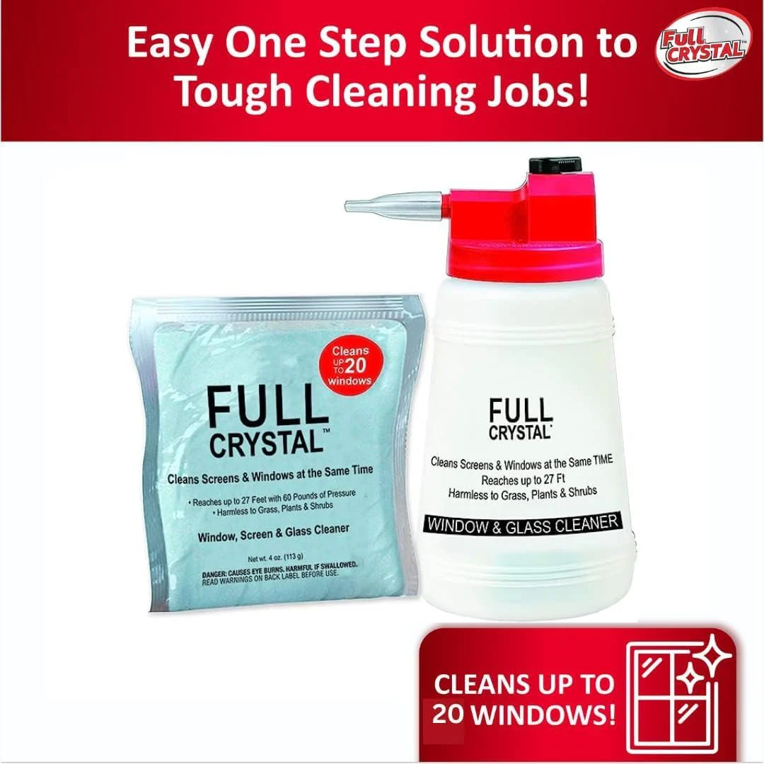 Full Crystal Refill Kit – 1 lb Crystal Powder Exterior Window Cleaner for Glass and Screens, Equivalent to 4 oz Bags Making Up to 640 fl oz Each, Cleans Up to 80 Windows - Image 5