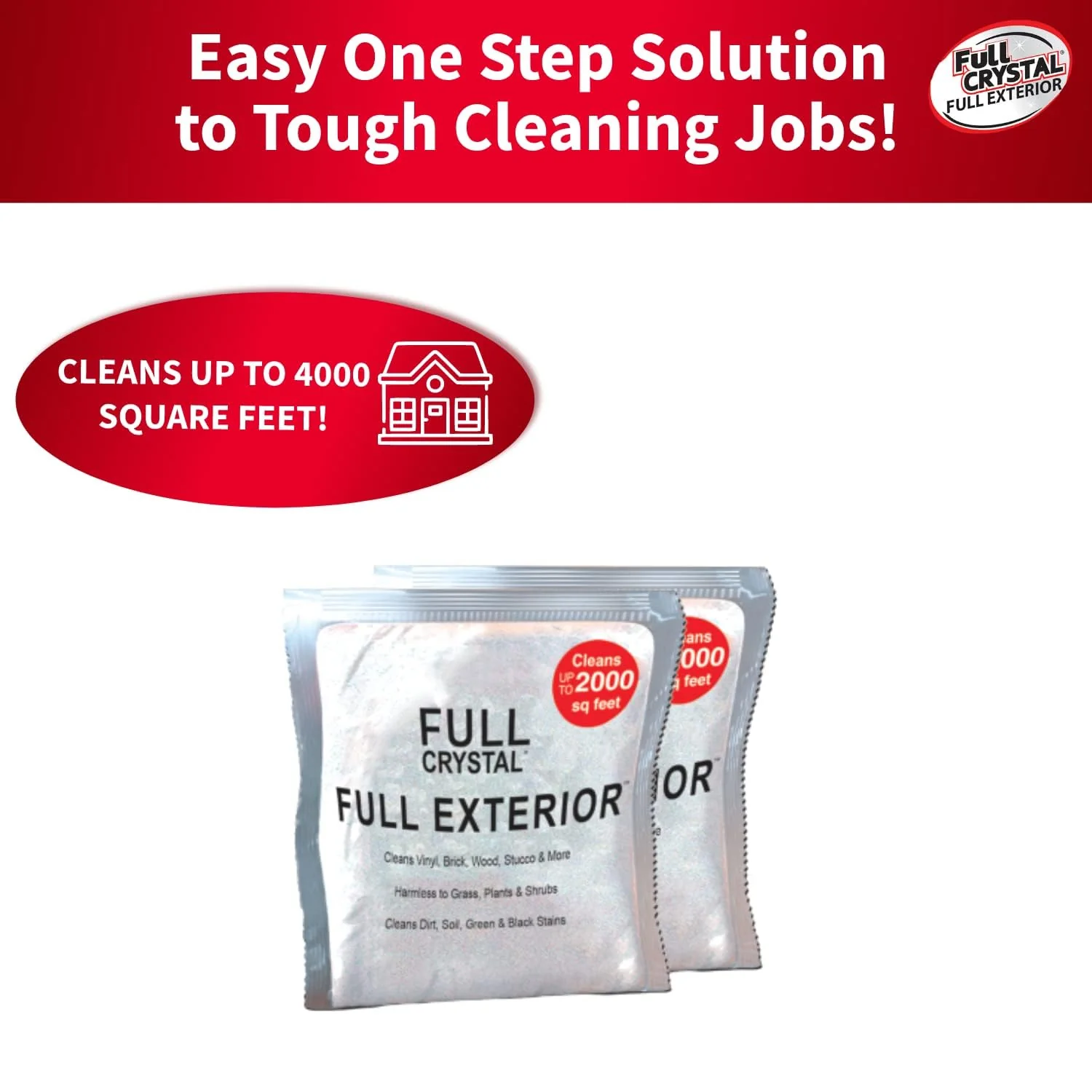 Full Exterior Refill Kit – Crystal Powder Outdoor Cleaner Packets, 16 oz, Each 4 oz Bag Makes Up to 640 fl oz, Non-Toxic, No Scrub, No Rinse Cleaning Solution - Image 3