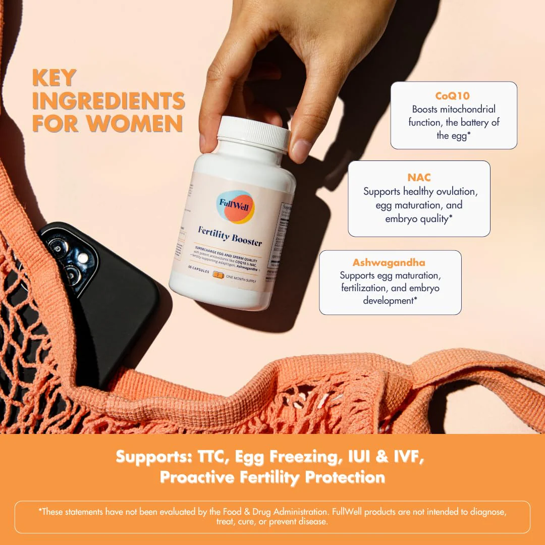 FullWell Fertility Booster - Conception Support for Men & Women - Supports Egg & Sperm Quality - Reproductive Health - CoQ10, Ashwagandha, NAC & ALA - 60 Count (30 Servings) - Image 8