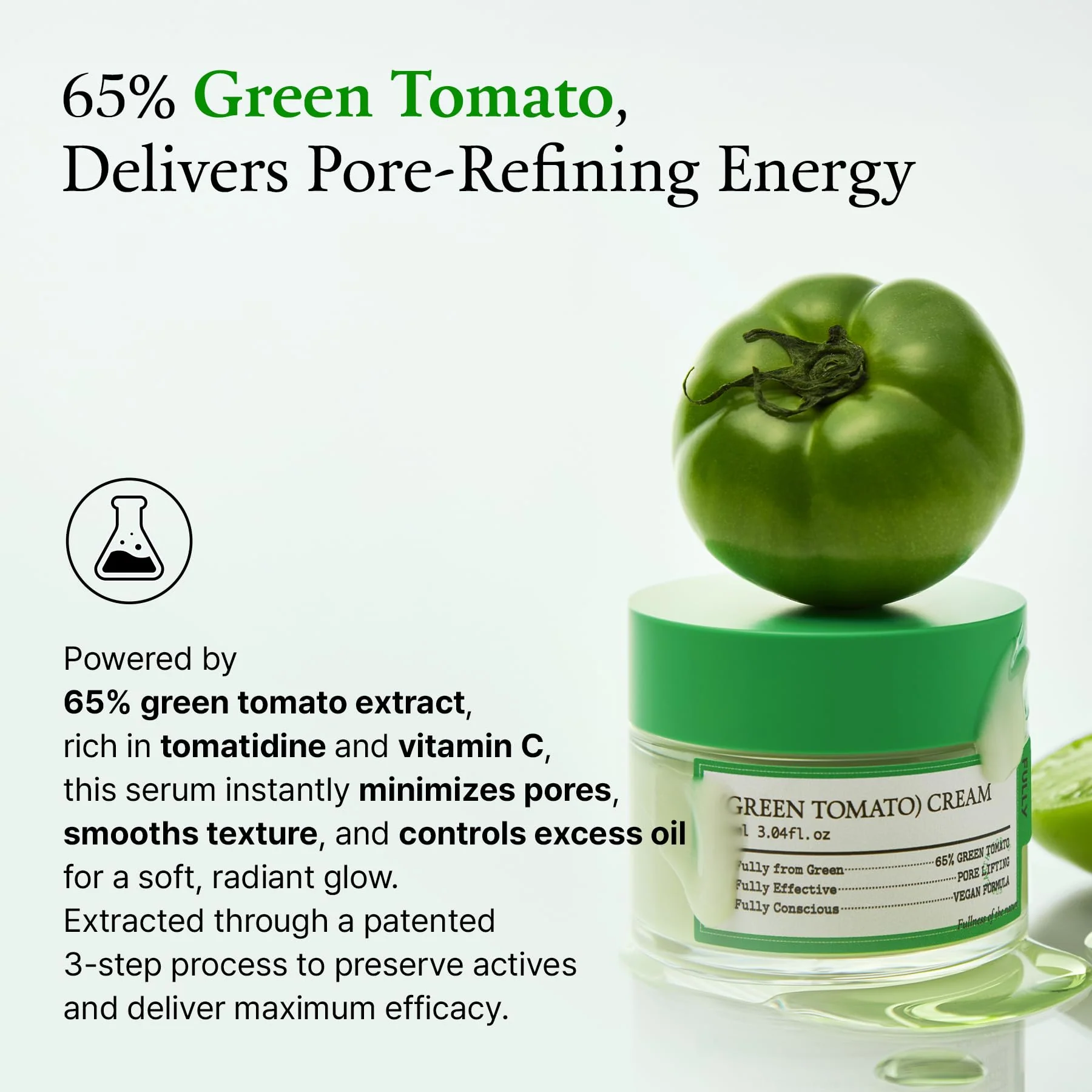 FULLY Green Tomato Facial Cream, Pore Lifting with 65% Green Tomato Extract and Vitamin C, Facial Moisturizer for Hydration and Elastcity, Fragrance Free, Vegan & Dermatologically Tested, 3.04 fl,oz - Image 4