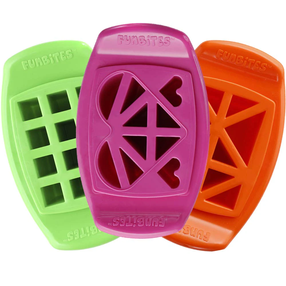 FunBites Food Cutter Green Squares/Pink Hearts/Orange Triangles, Sandwich Cutter for Kids, Bento Lunch Box Accessory Cuts Food into Bite-Size Shapes, Great for picky eaters. - Image 2