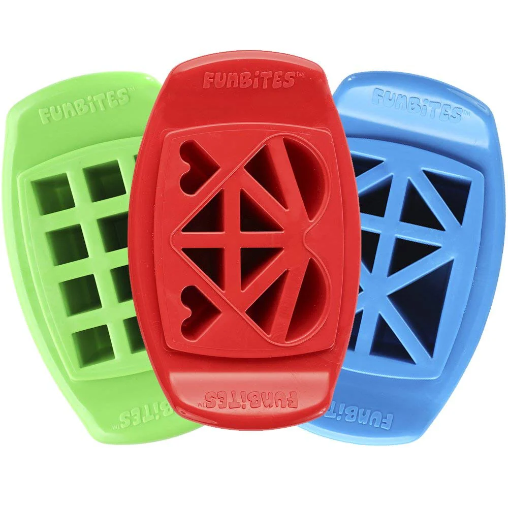 FunBites Food Cutter Set, Green Squares, Red Hearts, Blue Triangles - Image 2
