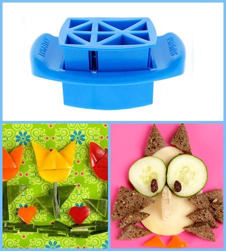 FunBites Food Cutter Set, Green Squares, Red Hearts, Blue Triangles - Image 6