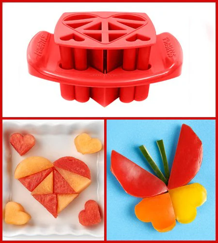 FunBites Food Cutter Set, Green Squares, Red Hearts, Blue Triangles - Image 8