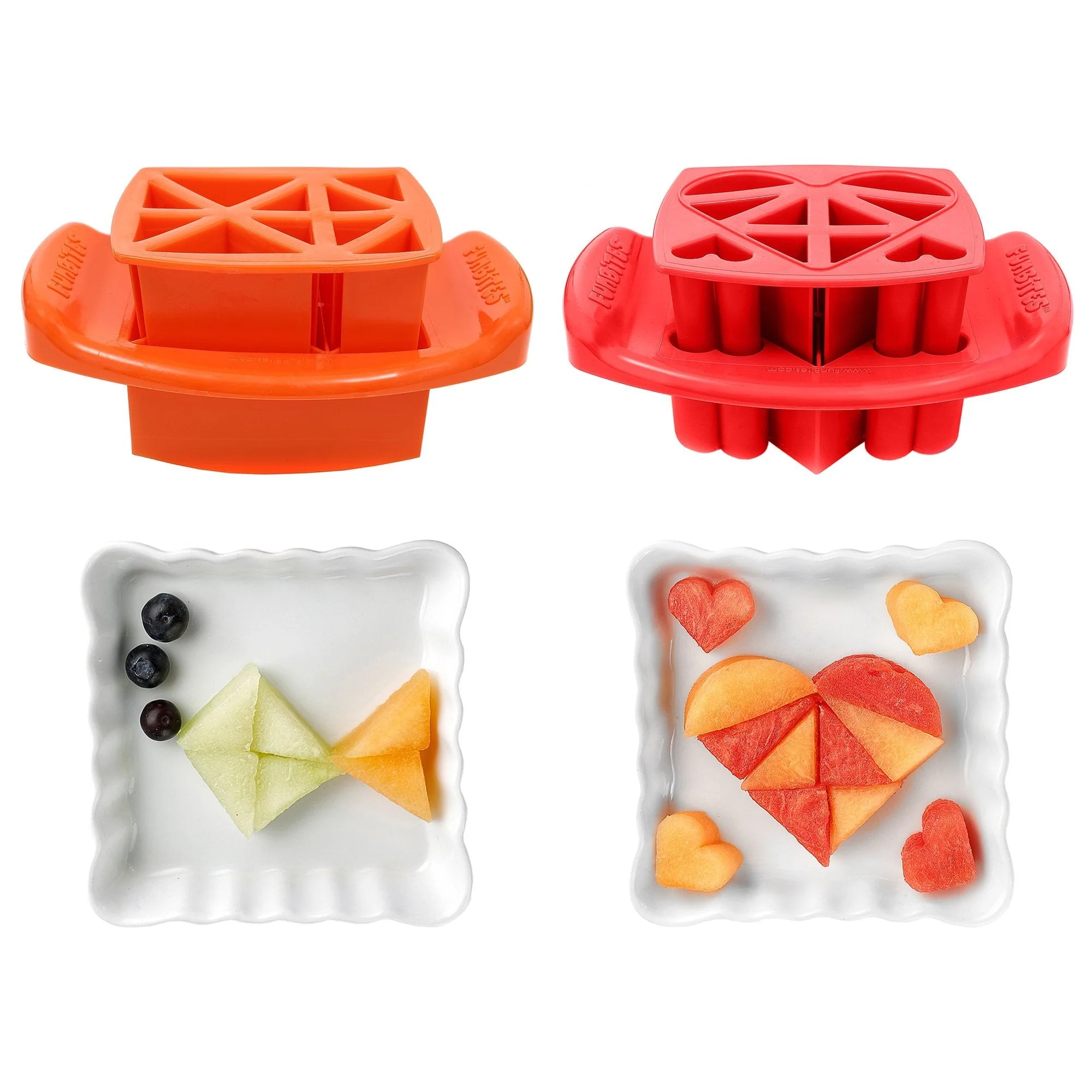 FunBites Food Cutter Set, Orange Triangles, Red Hearts - Image 7