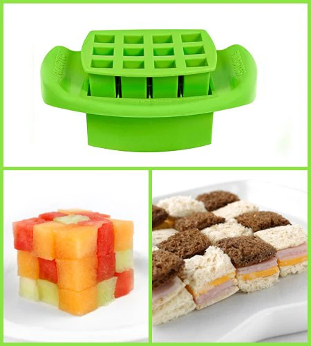 FunBites Set of 3 Food Cutters, Green Squares, Pink Hearts, Blue Triangles - Image 8