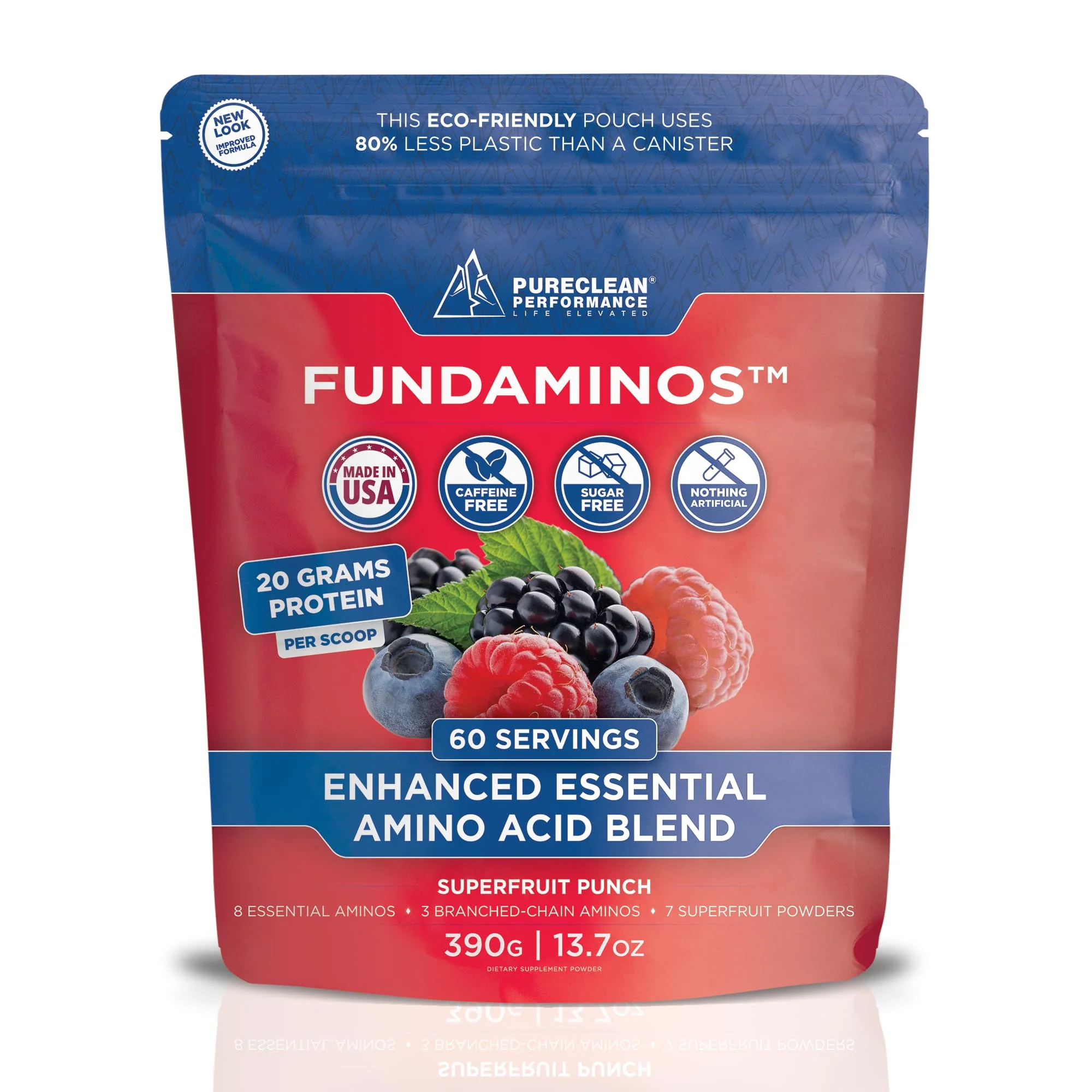 FundAminos EAA + BCAA Amino Acid Powder | Organic, Vegan, Plant-Based | Complete Essential Aminos for Everyday Nutrition | Optimized Protein Utilization | Refreshing Superfruits Blend - 60 Servings - Image 2