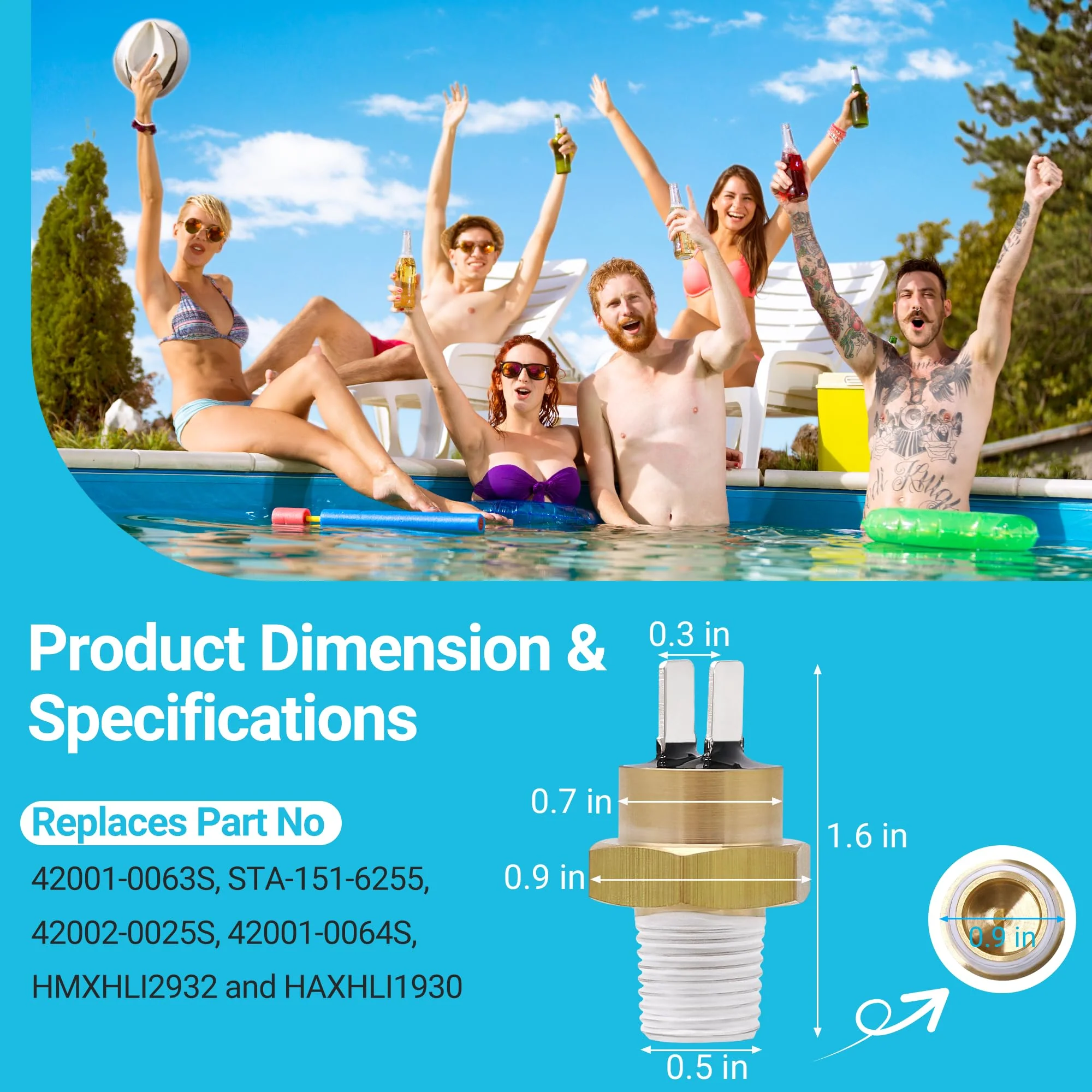 Funmit 42001-0063S High Limit Switch Replacement for Pentair Sta-Rite MasterTemp Max-E-Therm Pool/Spa Heater Elecrical System Yellow - Image 6