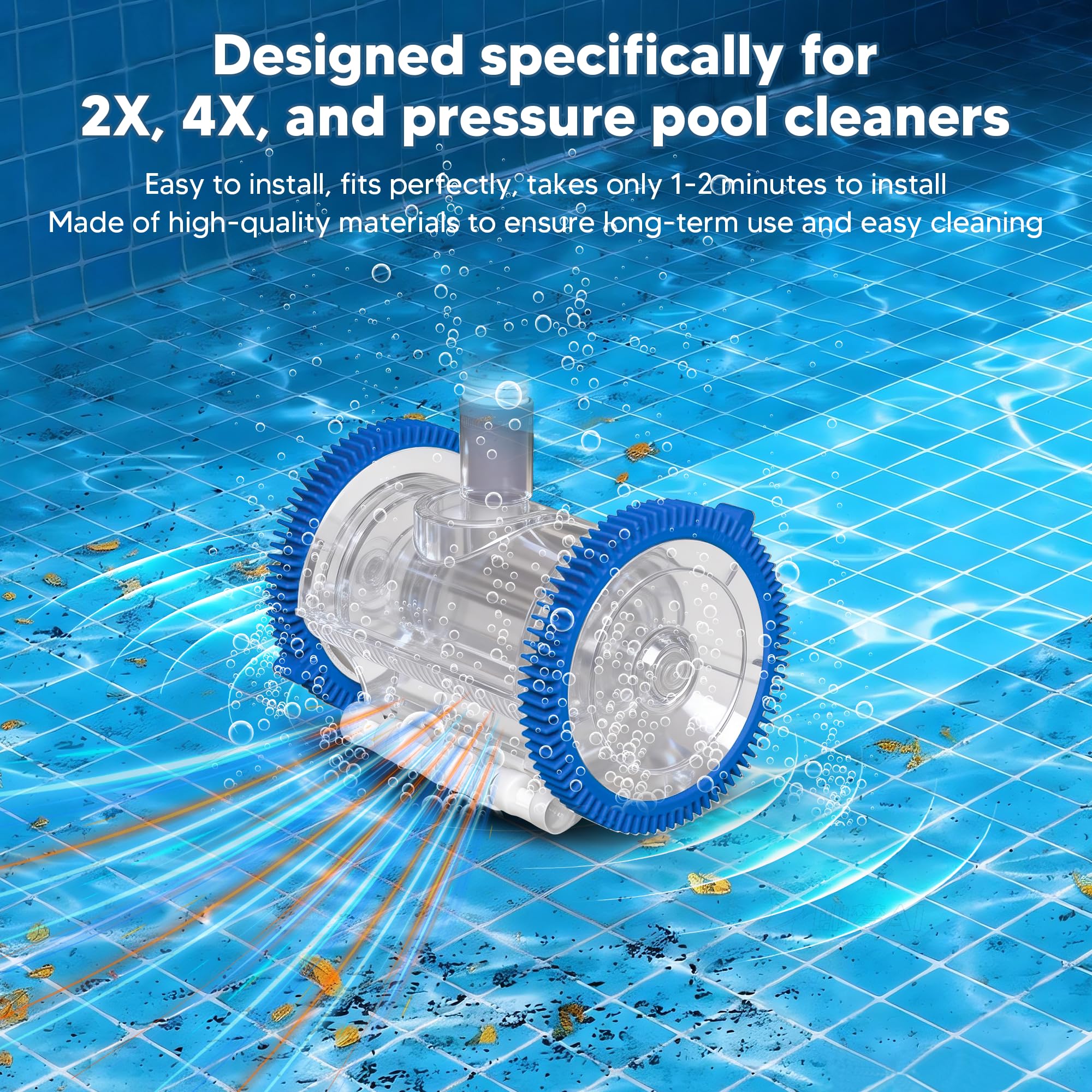 Funmit 896584000-143 Blue Front Tire Kit with Super Hump Replacement for Haywood Poolvergnuegen Select Pool Cleaners and Perfectly Compatible with Hayward Phoenix Cleaners (2 Pack) - Image 7