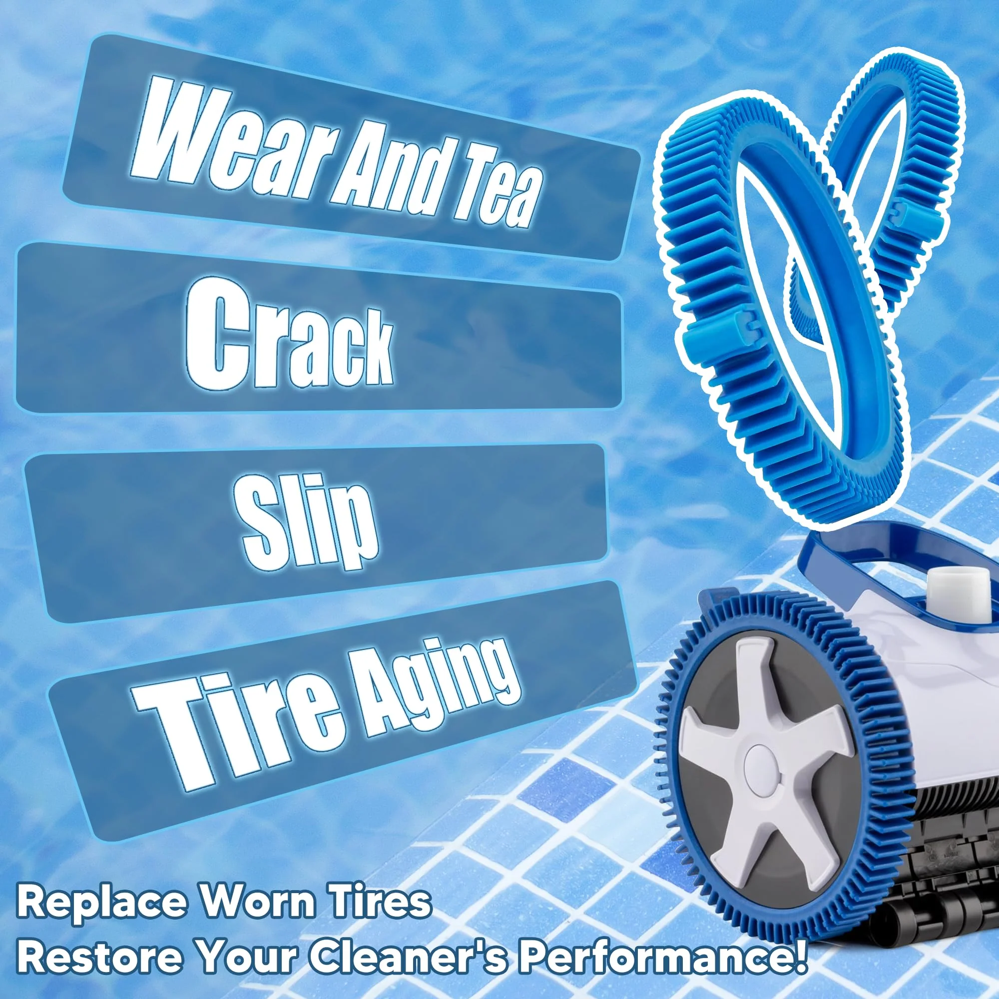 Funmit 896584000-143 Blue Front Tire Kit with Super Hump Replacement for Haywood Poolvergnuegen Select Pool Cleaners and Perfectly Compatible with Hayward Phoenix Cleaners (Pack of 4) - Image 4