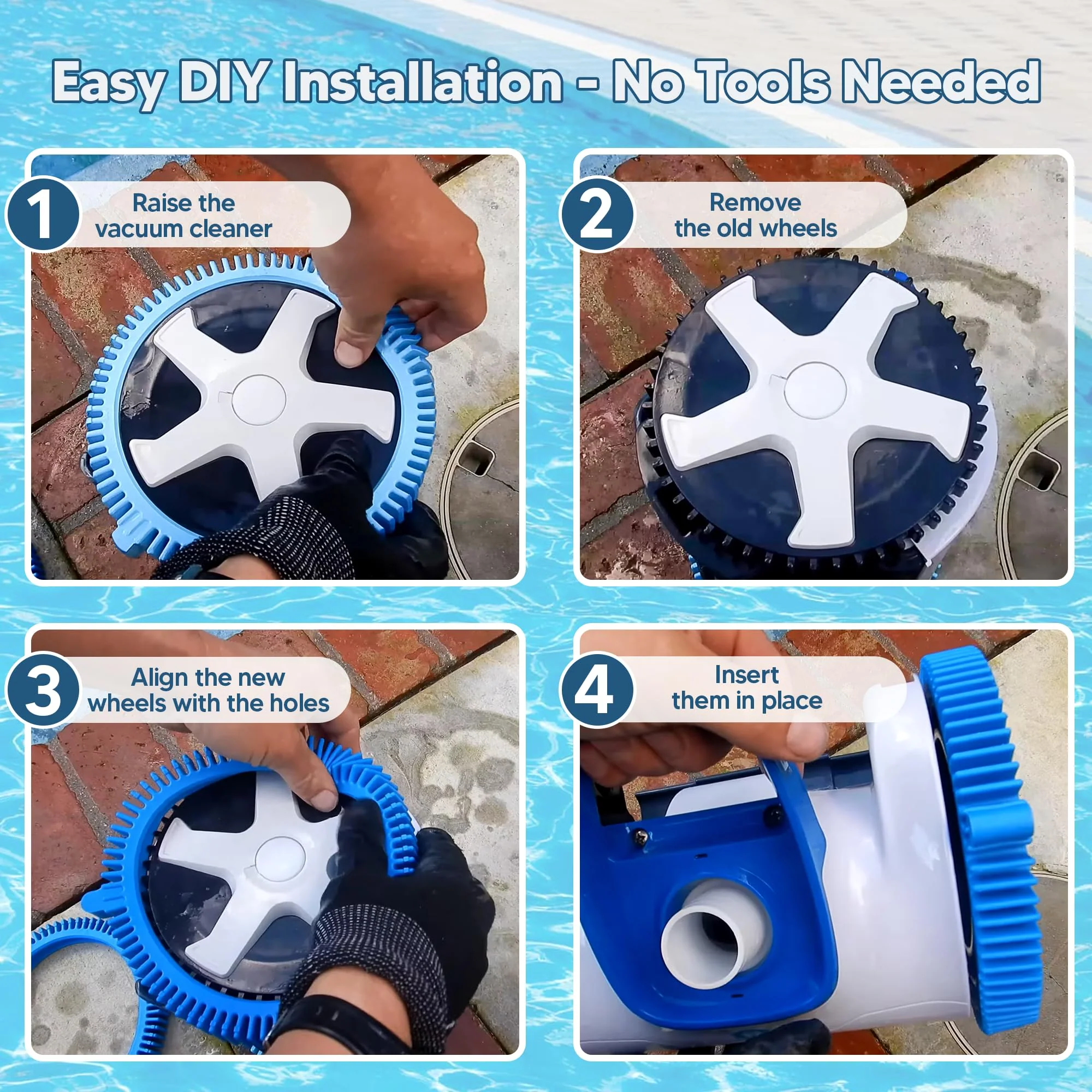 Funmit 896584000-143 Blue Front Tire Kit with Super Hump Replacement for Haywood Poolvergnuegen Select Pool Cleaners and Perfectly Compatible with Hayward Phoenix Cleaners (Pack of 4) - Image 6