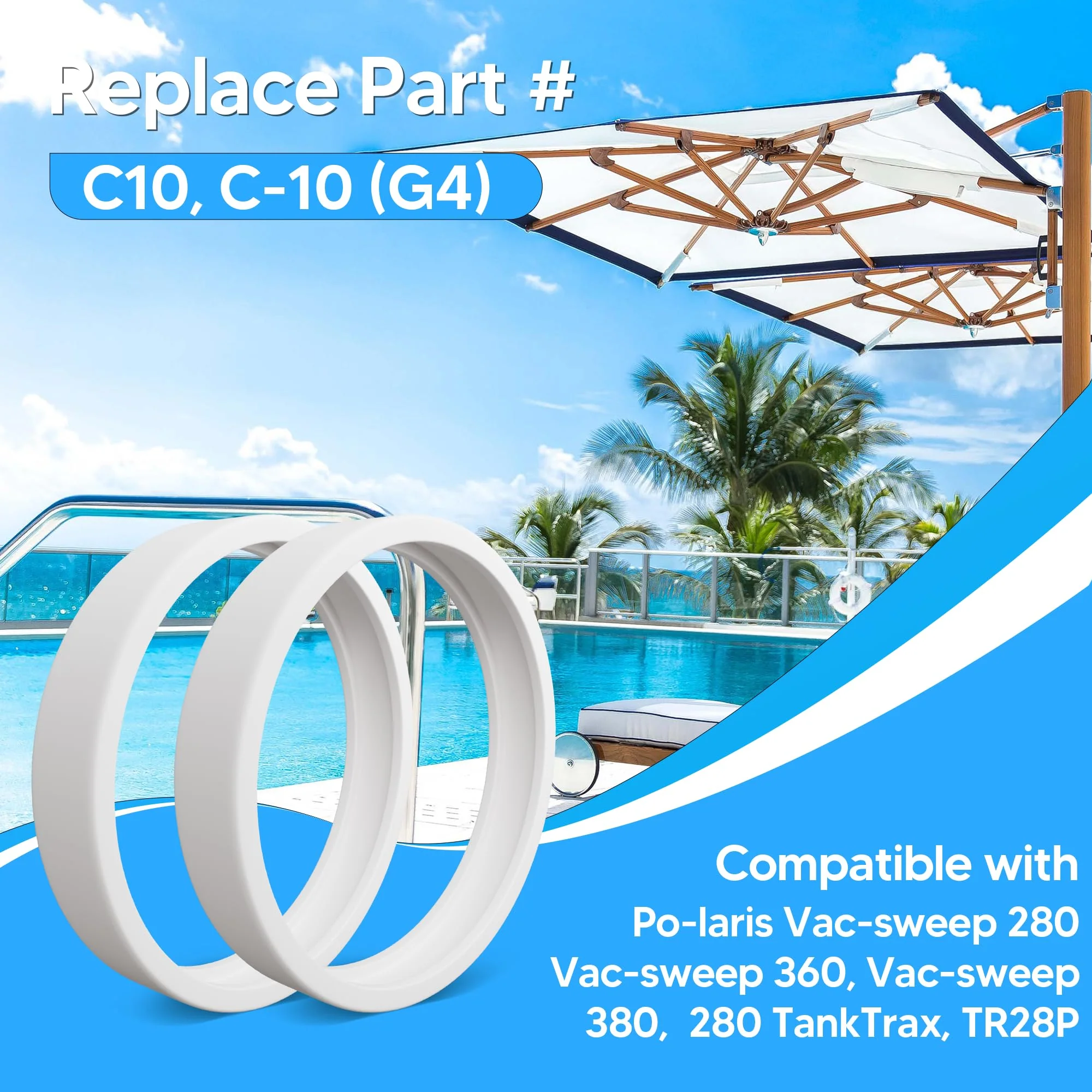 Funmit Pool Cleaner All Purpose Tire Replacement Part Compatible with Polaris 280 360 180 380 C10 C-10 Pack of 6 - Image 3