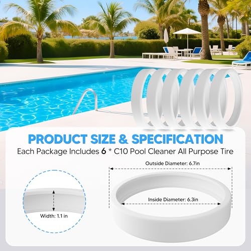 Funmit Pool Cleaner All Purpose Tire Replacement Part Compatible with Polaris 280 360 180 380 C10 C-10 Pack of 6 - Image 9