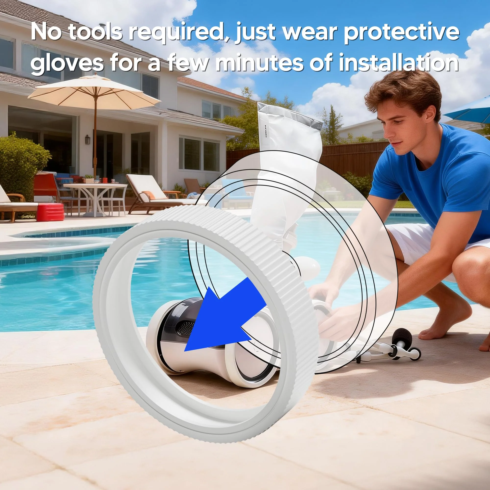 Funmit Upgraded Rubber Tire with Treads LLC1 Tire and 360007 Tire Replacement for Pentair Legend Pool Cleaner Wheel Rubber Tires Automatic Pool and Spa Cleaner (4 Pack) - Image 5