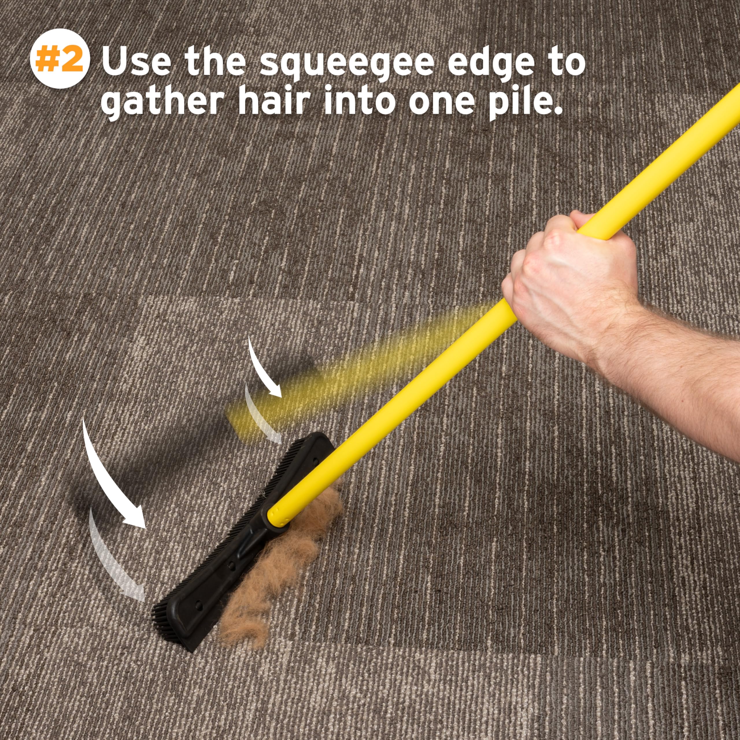 FURemover Original Plus Pet Hair Rubber Broom with Squeegee, with 61" Telescopic Handle for Carpet, Tile and Hardwood - Image 2