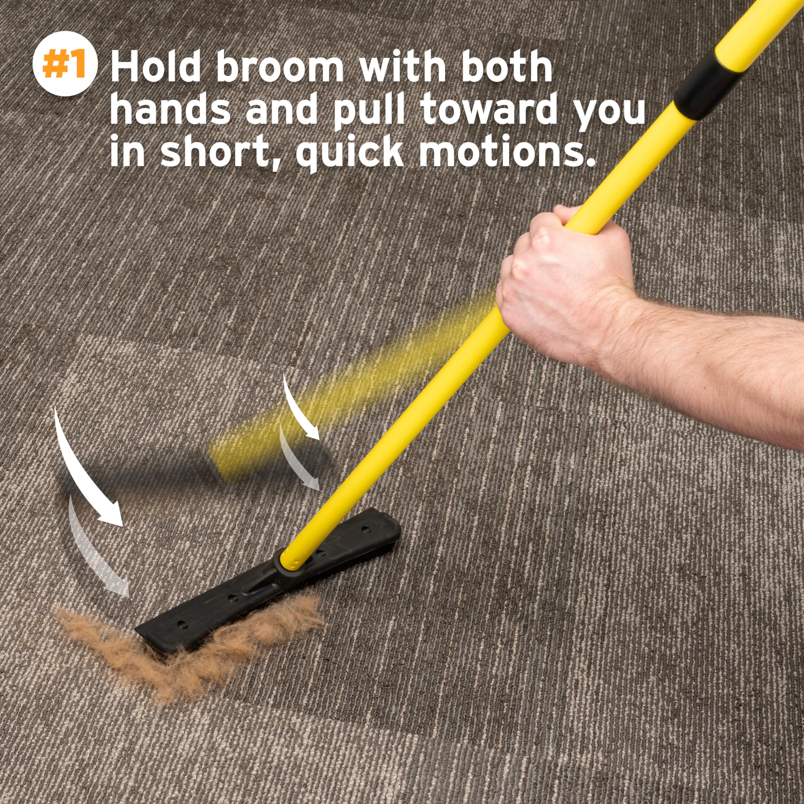 FURemover Original Plus Pet Hair Rubber Broom with Squeegee, with 61" Telescopic Handle for Carpet, Tile and Hardwood - Image 3