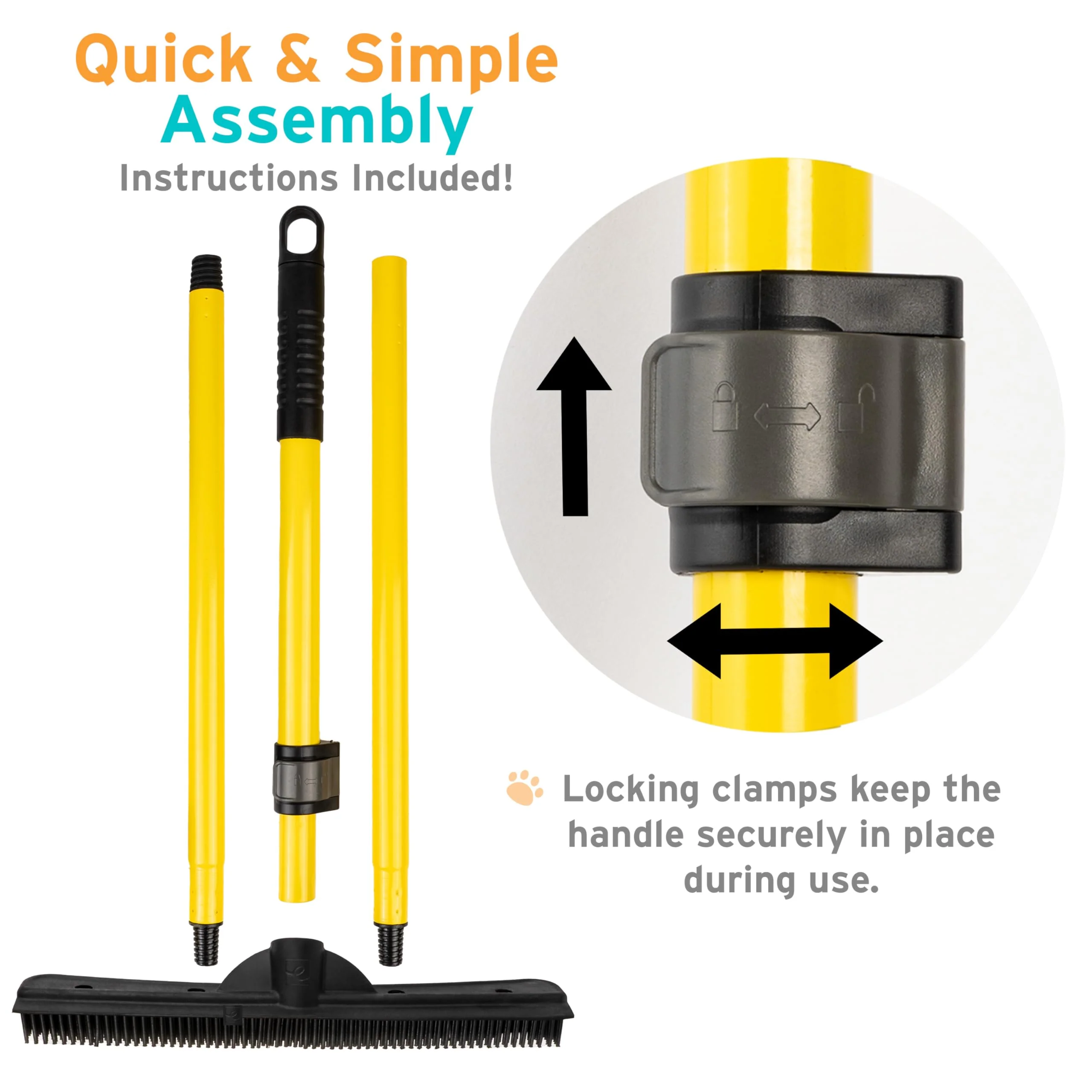 FURemover Original Plus Pet Hair Rubber Broom with Squeegee, with 61" Telescopic Handle for Carpet, Tile and Hardwood - Image 4