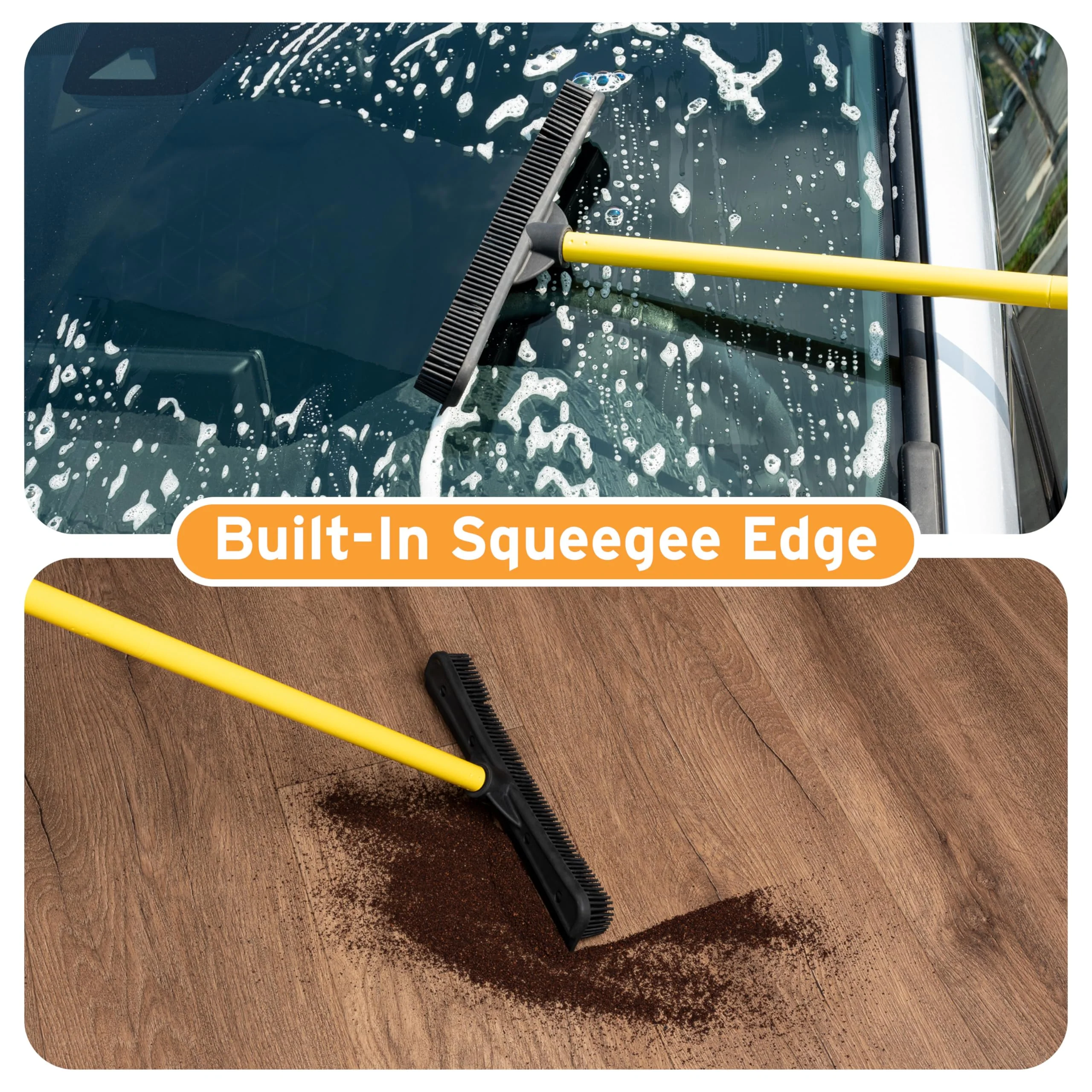 FURemover Original Plus Pet Hair Rubber Broom with Squeegee, with 61" Telescopic Handle for Carpet, Tile and Hardwood - Image 7