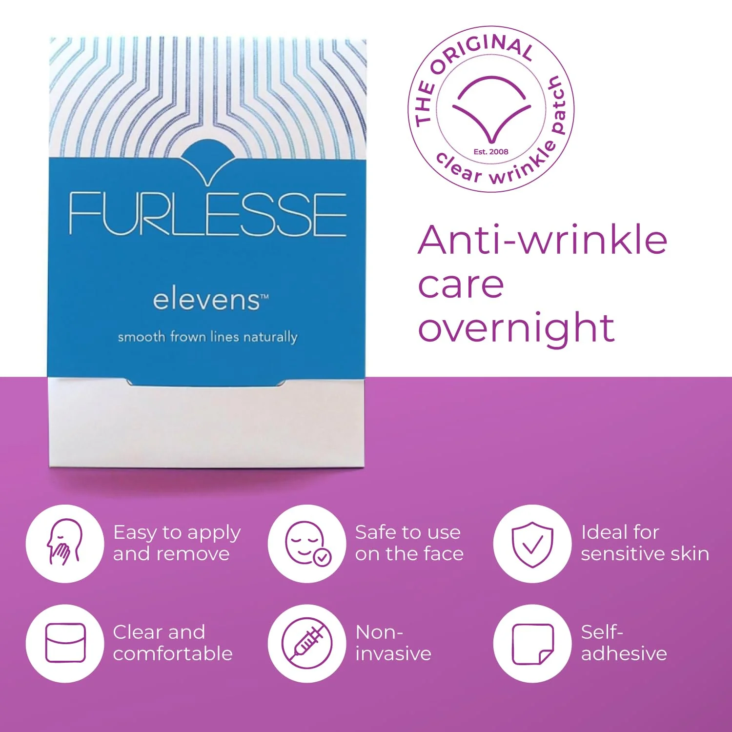 Furlesse Elevens Wrinkle Patches, Relax Fine Lines, Non-Invasive Anti-Wrinkle Tape for Frown Lines, Anti-Aging Skincare, 30-Count, 30-Day Use - Image 7
