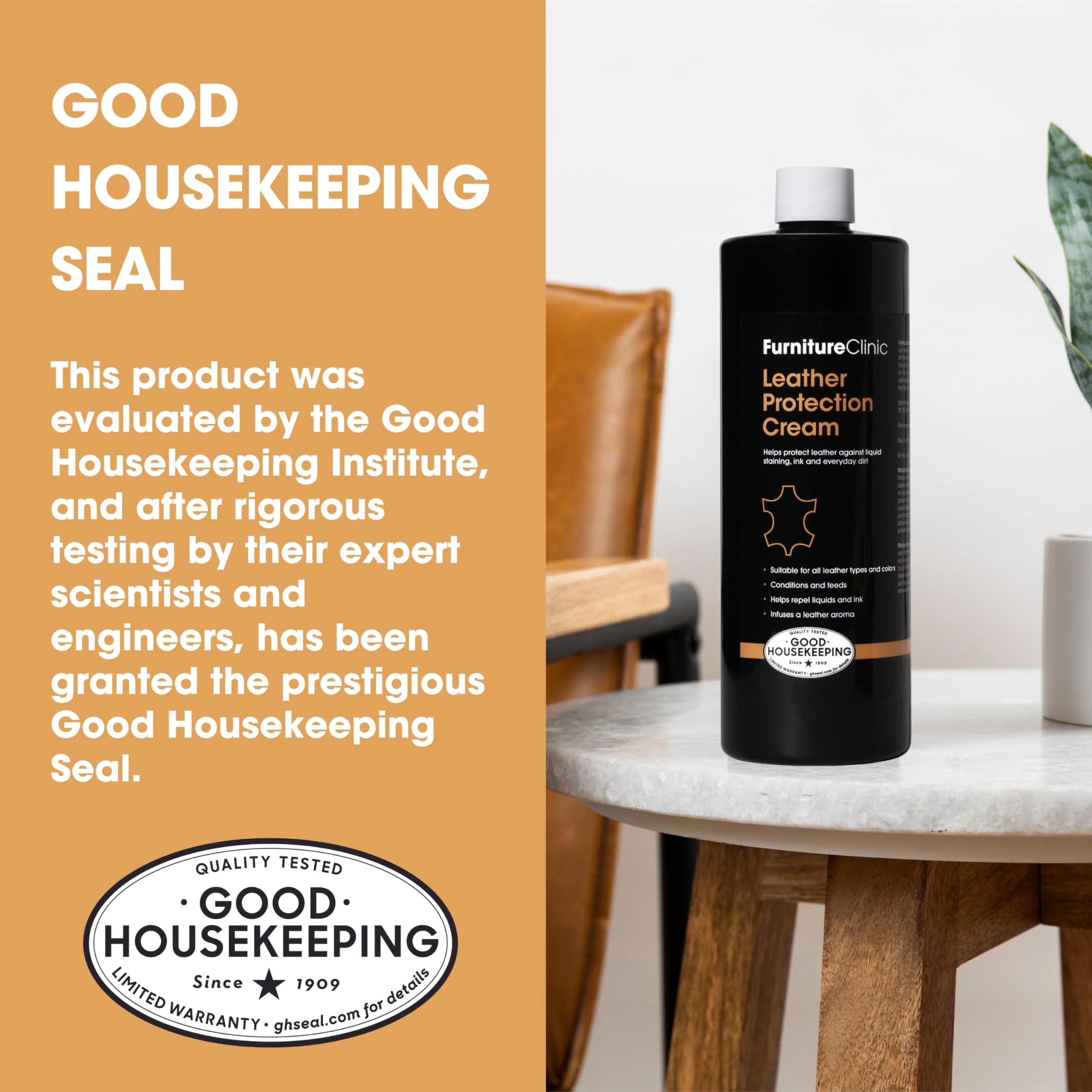 Furniture Clinic Leather Protection Cream | 2-in-1 Leather Conditioner & Waterproofing Protector for Furniture, Shoes, Car Seats & More | Prevent Stains while Nourishing | 17oz/ 500ml - Image 6
