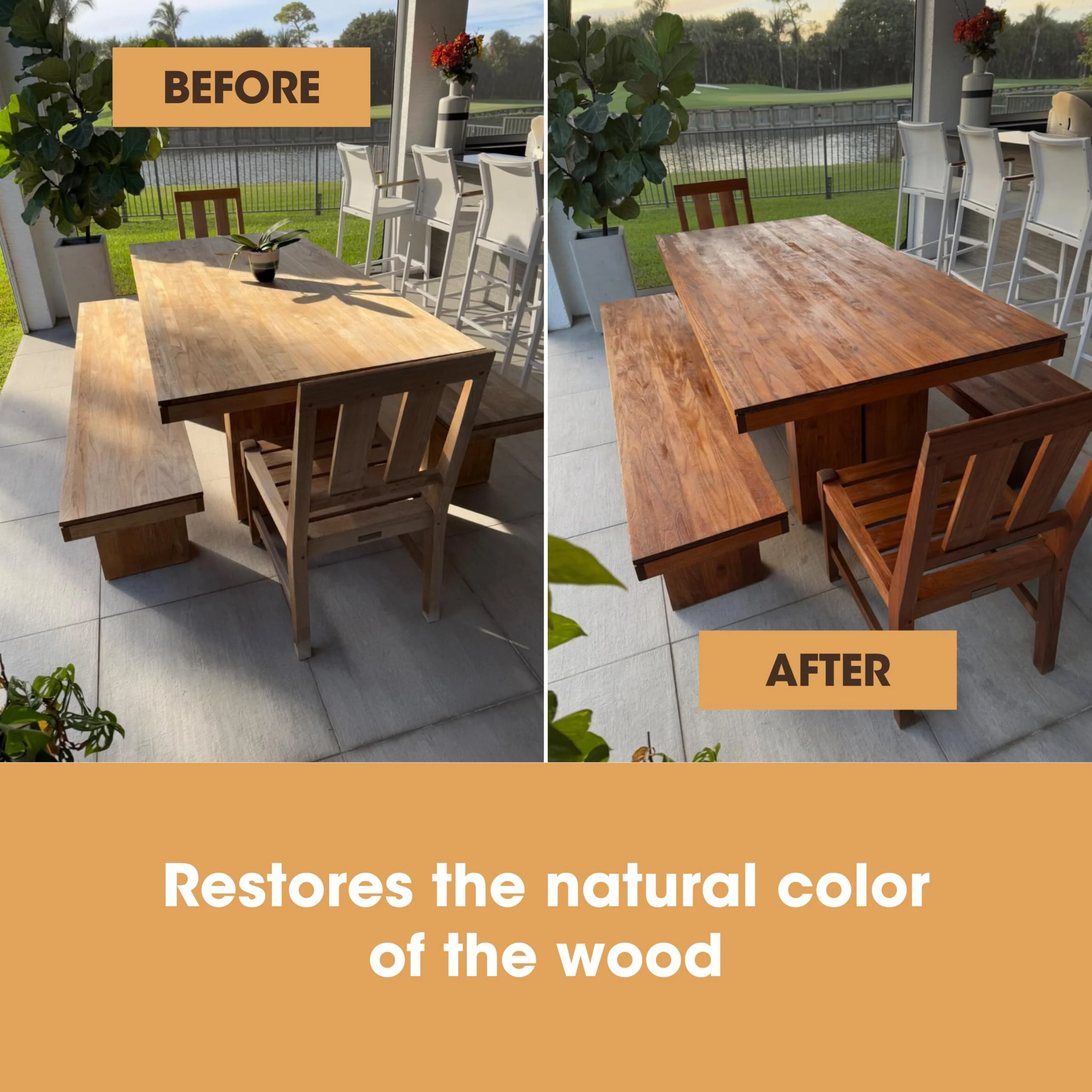 Furniture Clinic Teak Oil | Wood Oil Protects & Cleans Outdoor & Indoor Furniture, Boats, Shower Benches | Restore & Protect Wood, Prevent Drying & Other Damage | Natural Matte Finish | 17oz/500ml - Image 6