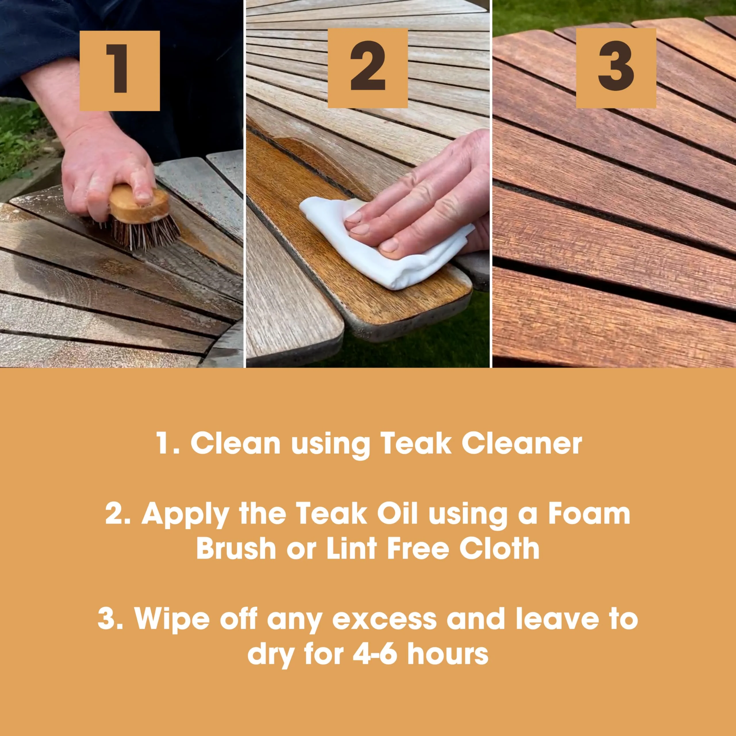 Furniture Clinic Teak Oil | Wood Oil Protects & Cleans Outdoor & Indoor Furniture, Boats, Shower Benches | Restore & Protect Wood, Prevent Drying & Other Damage | Natural Matte Finish | 17oz/500ml - Image 7