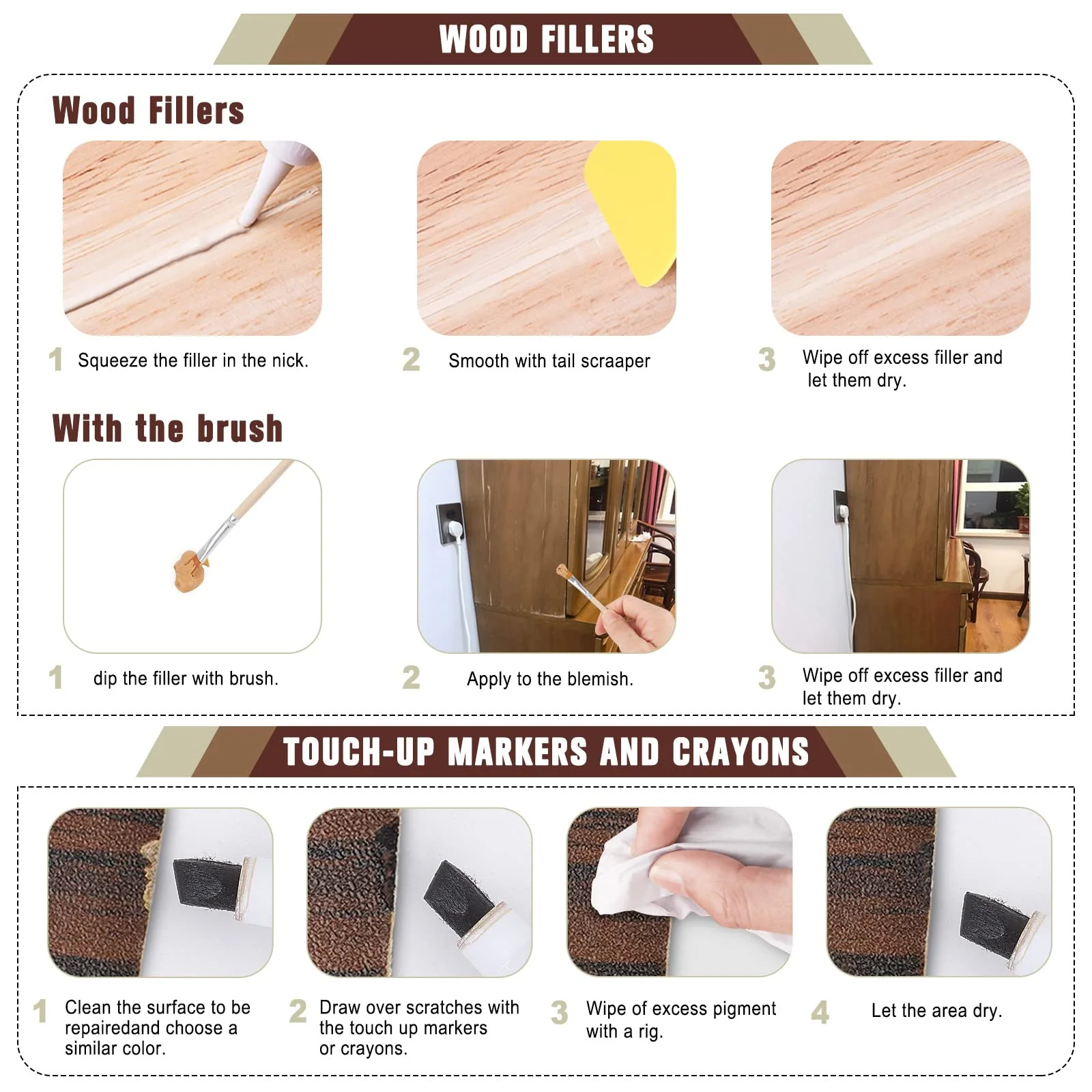 Furniture Repair Kit Wood Touch up Maker Restore Any Wood Furniture, Cover Surface Scratch for Wooden Floor Table, Filler Oak, Cabinet, Door, Veneer, Set of 39 - Image 3