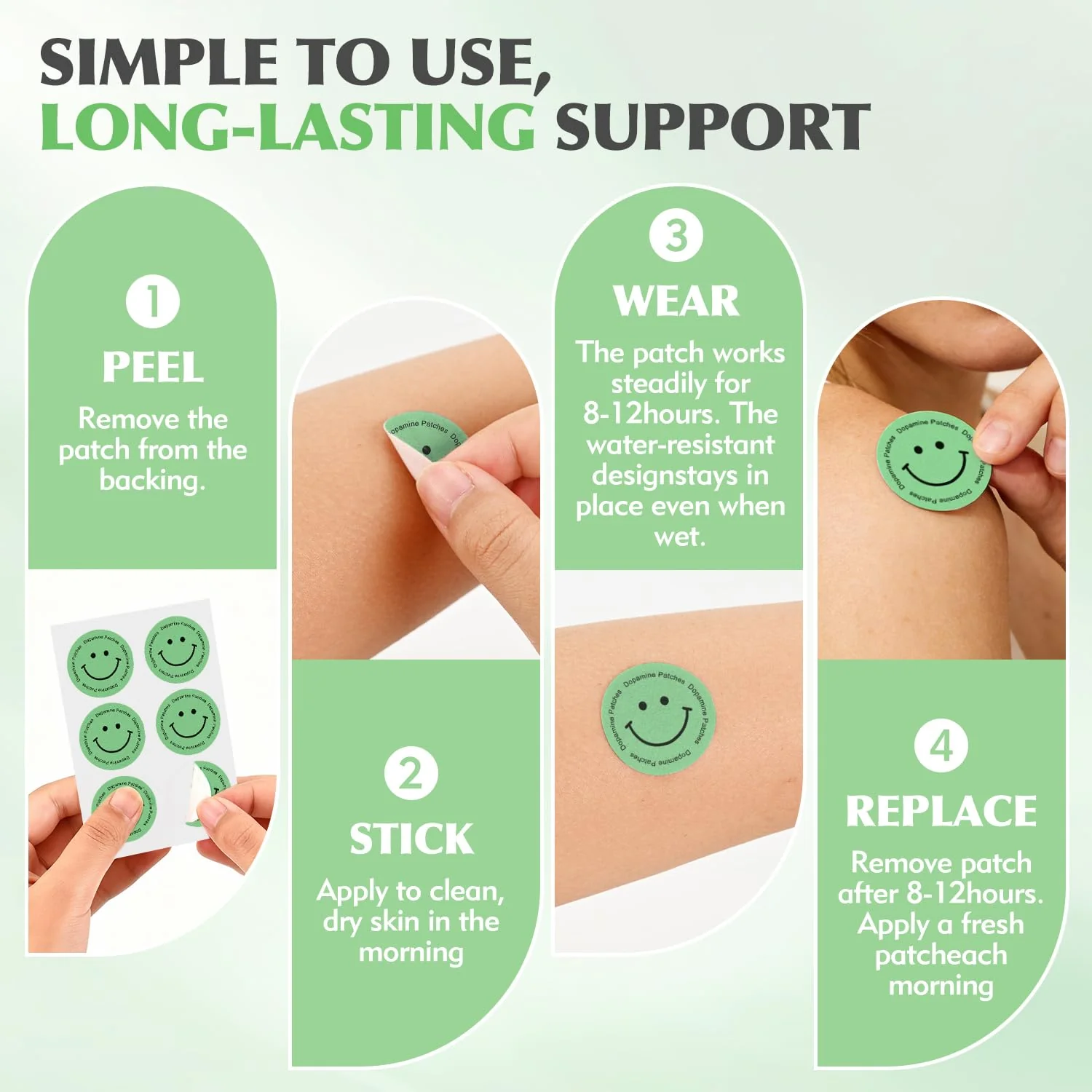 FUTHRI Dopamine Patches,Vegan, 60 Count | Mood Boost & Positivity Support | Mood Support Patches for Daily Mental Wellness, Plant-Based Formula, Supports Dopamine & Serotonin Balance for Women & Men - Image 6