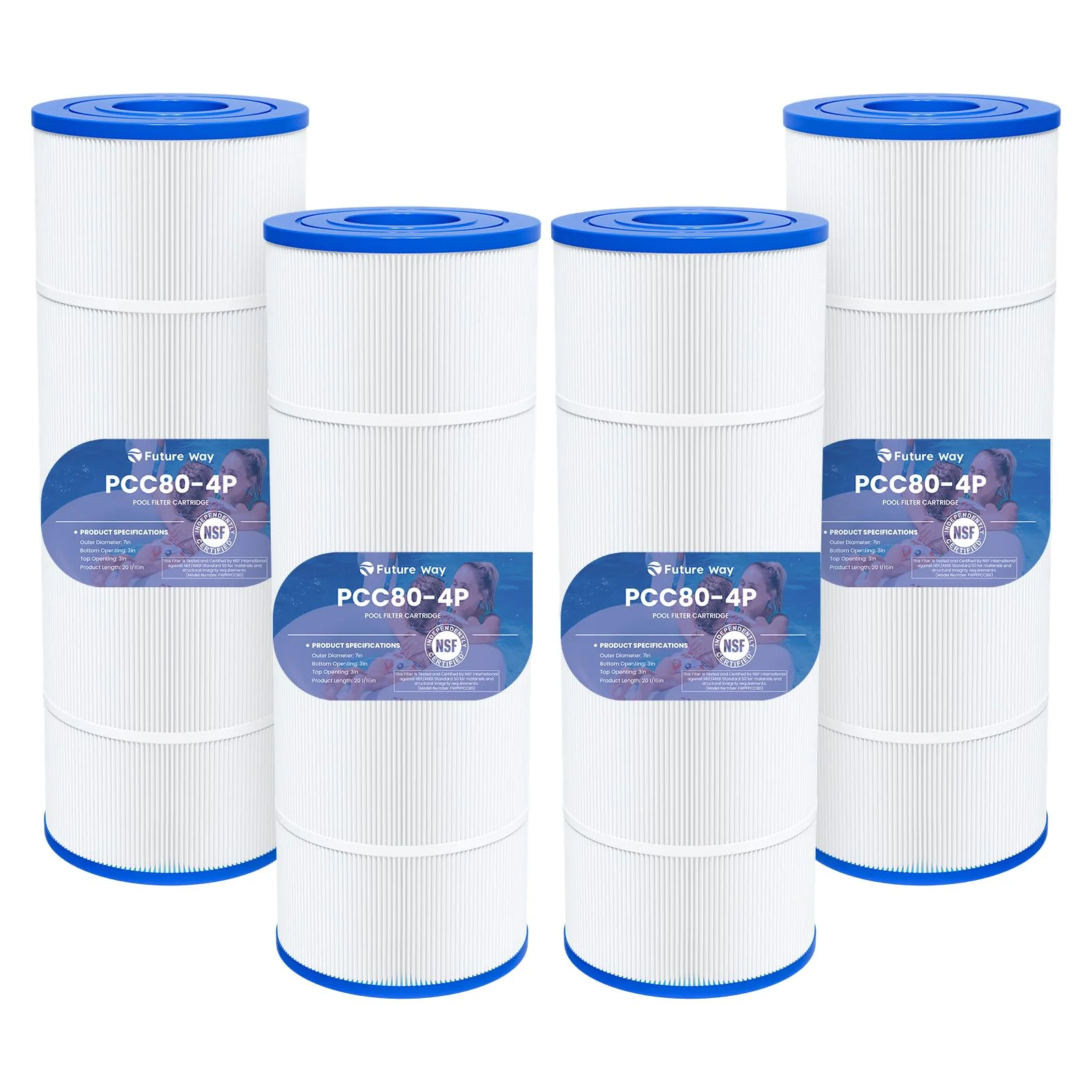 Future Way CCP320 Pool Filter Cartridges Replacement for Pentair Clean & Clear Plus 320, Replace Pleatco PCC80-PAK4, Pentair R173573, 160340, 320 sq.ft, 4 Pack