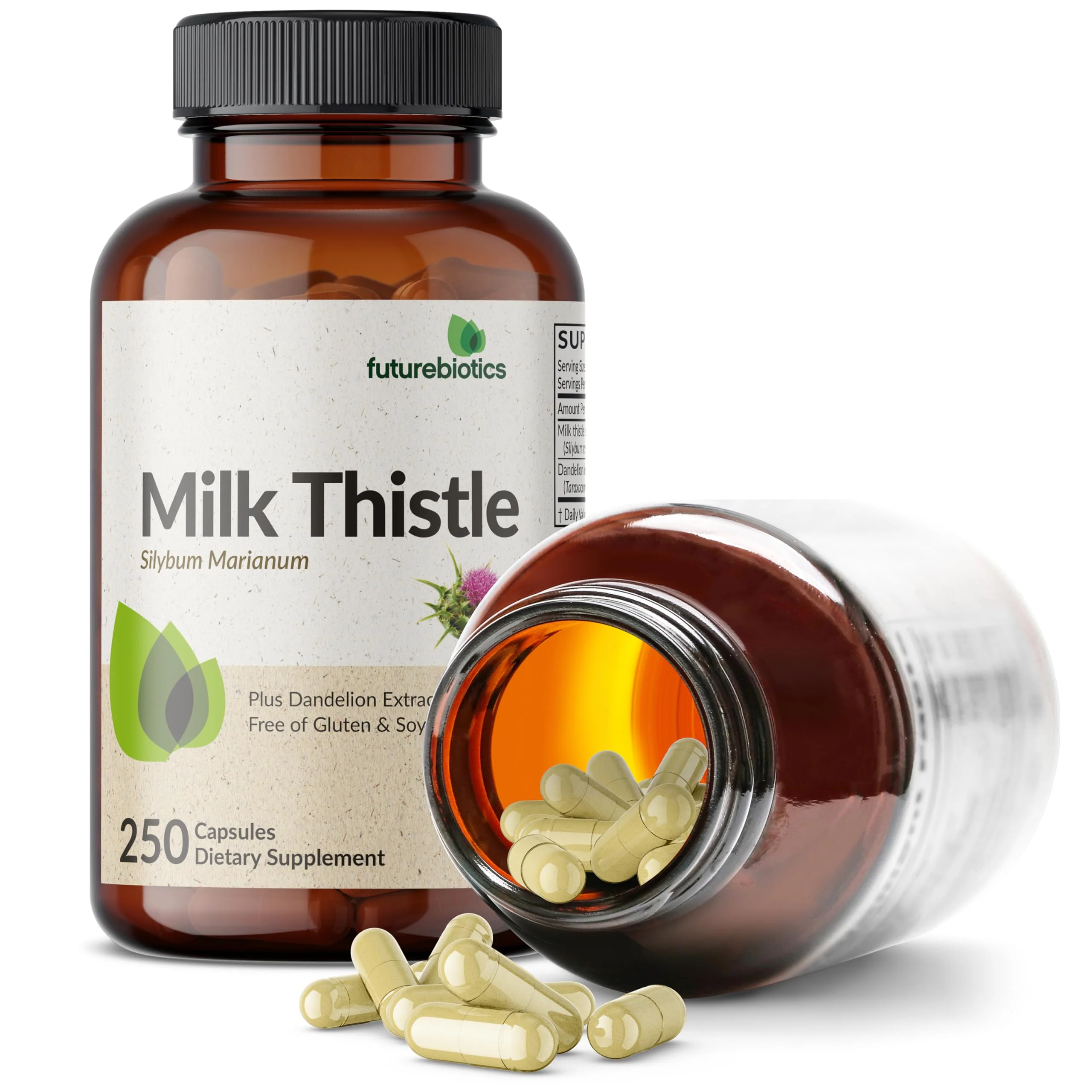 Futurebiotics Milk Thistle Silymarin Marianum & Dandelion Extract Liver Health Support, Antioxidant Support, Detox, 250 Capsules - Image 4