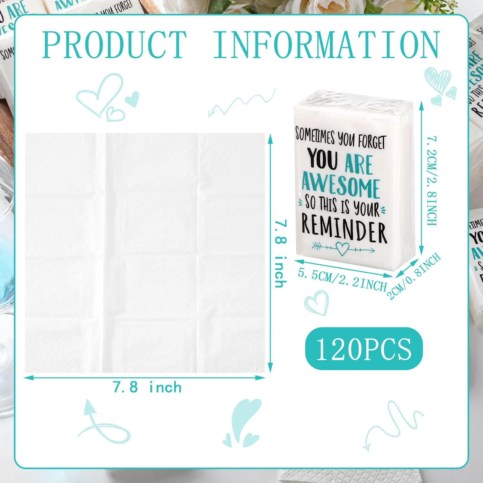 Fuutreo 120 Packs Pocket Tissues Travel Packs Bulk Motivational Facial 3 Ply Inspirational Pocket Travel Tissue Small Size Paper Individual Pockets Size for Appreciation Gifts Wedding - Image 8