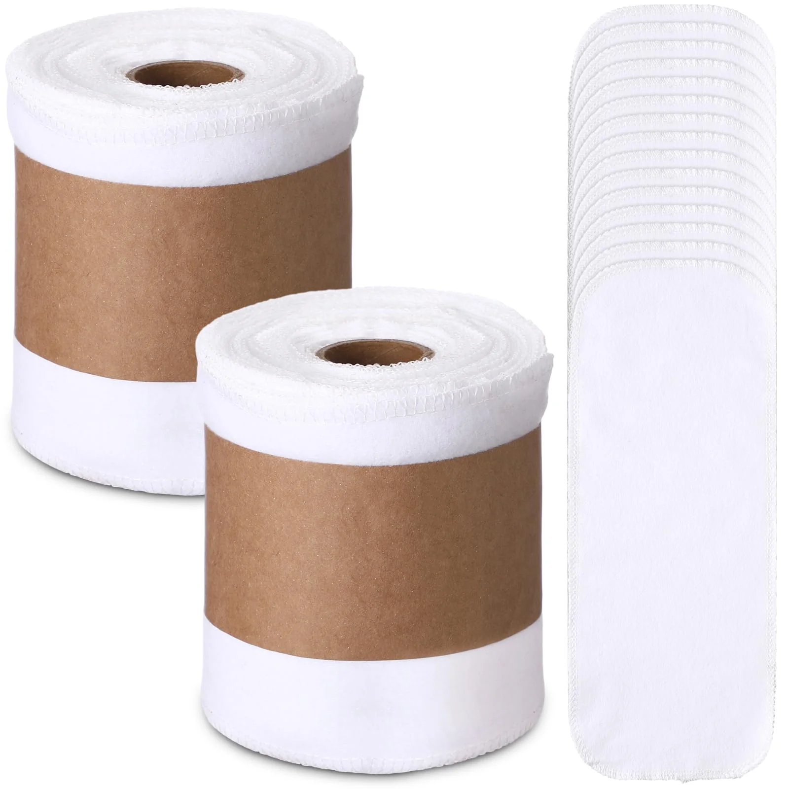 FuWeave 60 Pack Reusable Toilet Paper Towels No Tear Bidet Towels Washable Toilet Paper Bulk Paperless Rolls Cotton Treadmill Family Cloth Wipes (White)