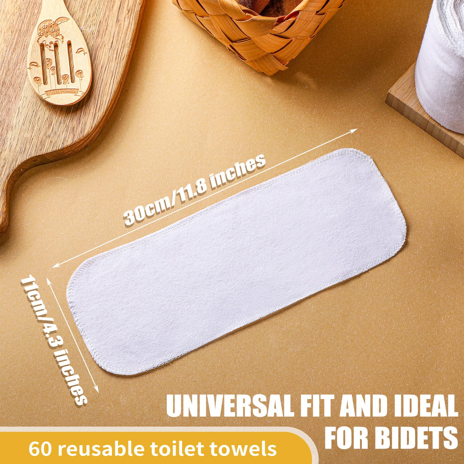 FuWeave 60 Pack Reusable Toilet Paper Towels No Tear Bidet Towels Washable Toilet Paper Bulk Paperless Rolls Cotton Treadmill Family Cloth Wipes (White) - Image 2