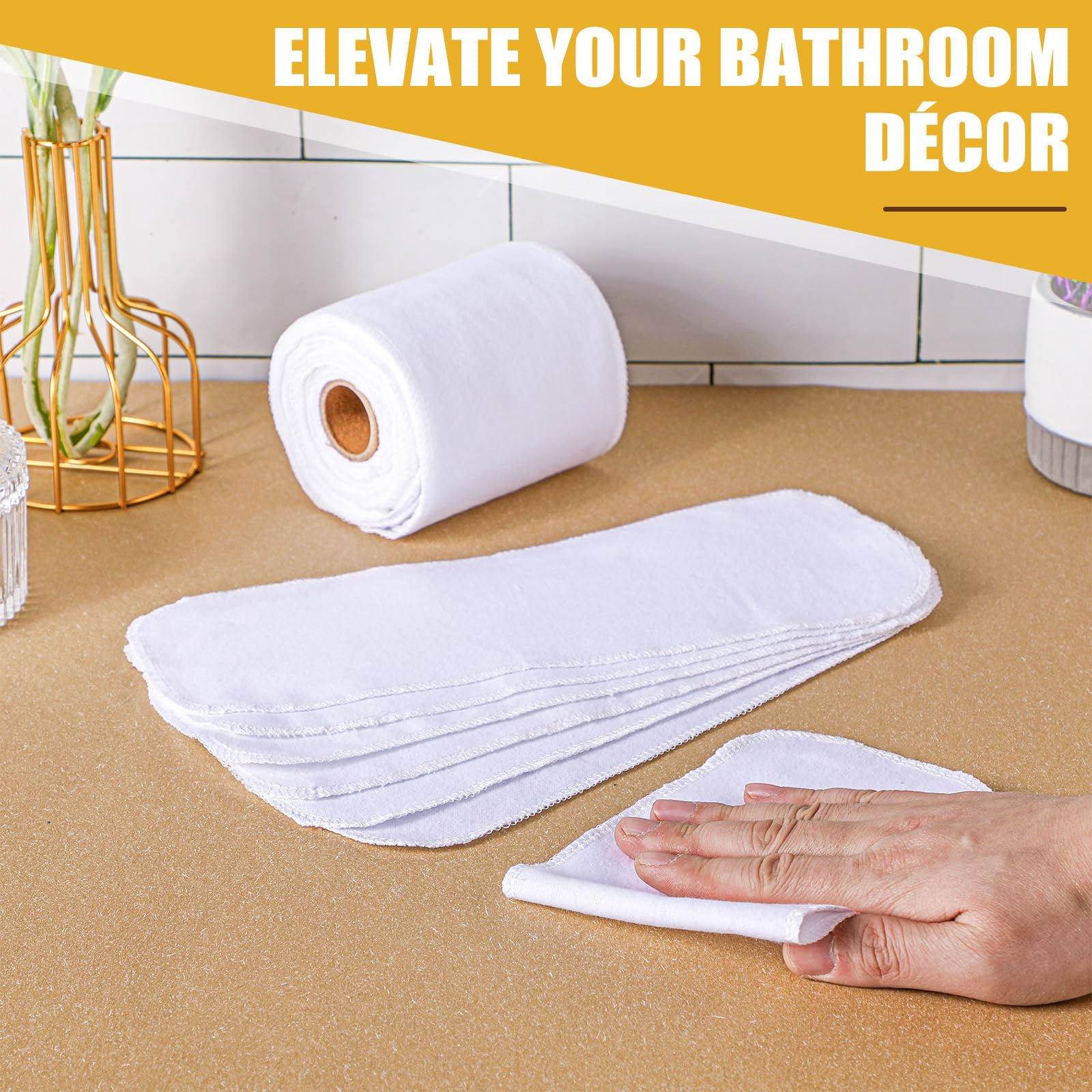 FuWeave 60 Pack Reusable Toilet Paper Towels No Tear Bidet Towels Washable Toilet Paper Bulk Paperless Rolls Cotton Treadmill Family Cloth Wipes (White) - Image 3
