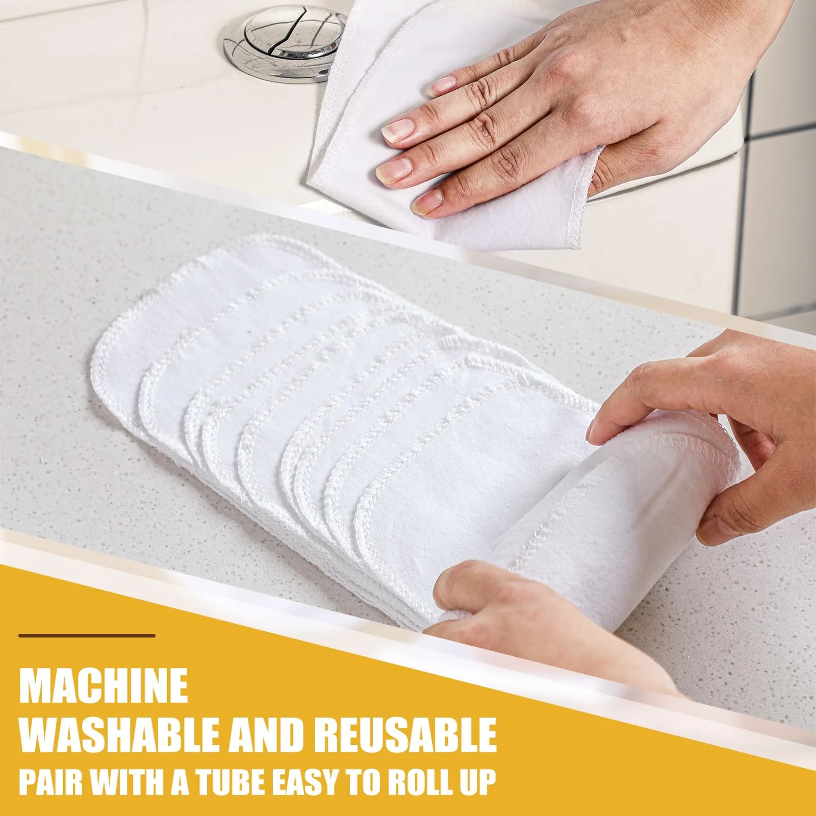 FuWeave 60 Pack Reusable Toilet Paper Towels No Tear Bidet Towels Washable Toilet Paper Bulk Paperless Rolls Cotton Treadmill Family Cloth Wipes (White) - Image 4
