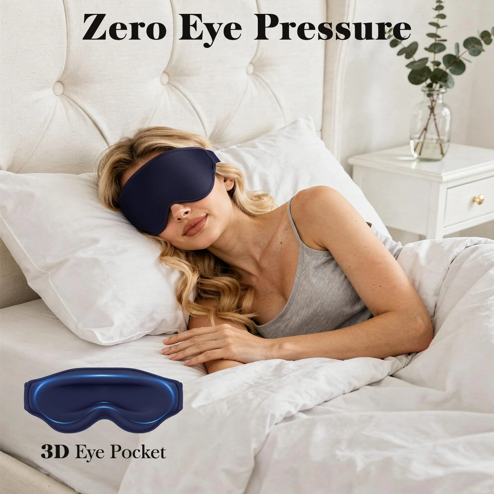 Fygrip 3D Eye Mask Sleep Mask for Men & Women, 100% Pressure-Free & Light Block-Out Eye Mask for Sleep with Easy Adjustable Strap, Night Eye Cover for Travel, Blue - Image 3