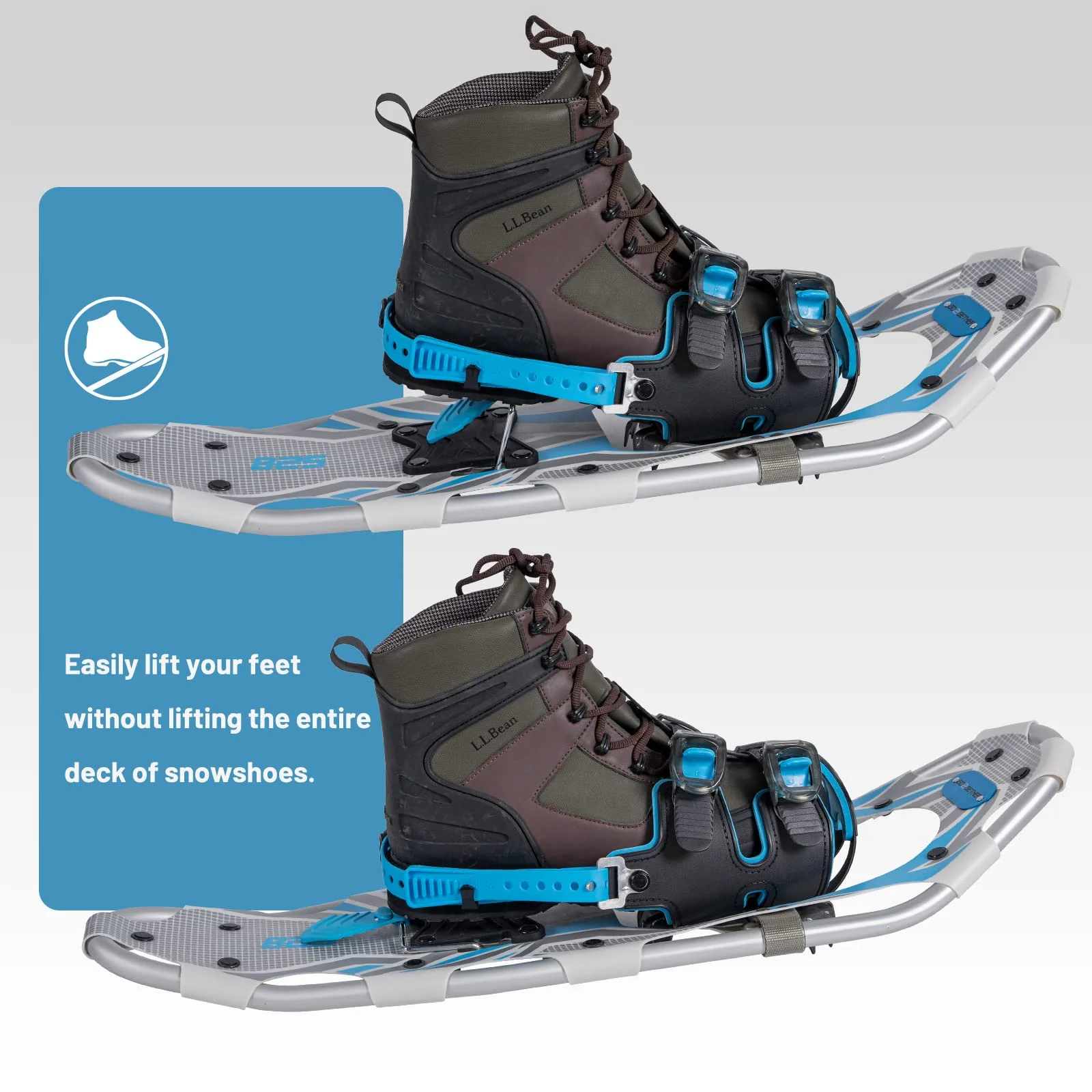 G2 21 Inches Blue Light Weight Snowshoes for Women Men Youth, Set with Trekking Poles, Tote Bag, Special EVA Padded Ratchet Binding, Heel Lift, Toe Box - Image 4