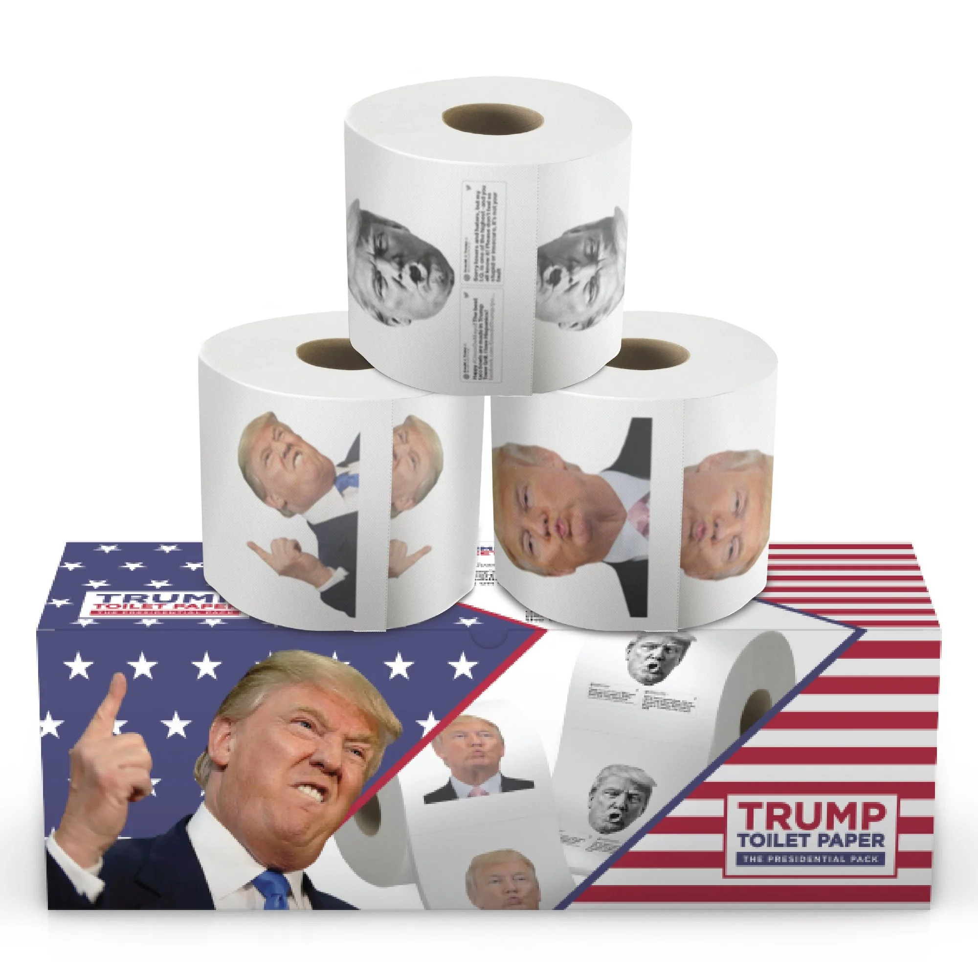 Gagster Donald Trump Toilet Paper - 3 Ply Funny Novelty Gag, 200 Sheets, Prank Gift Pack (2 Rolls Trump Images, 1 Roll Funniest Tweets) 3-pack - Image 3