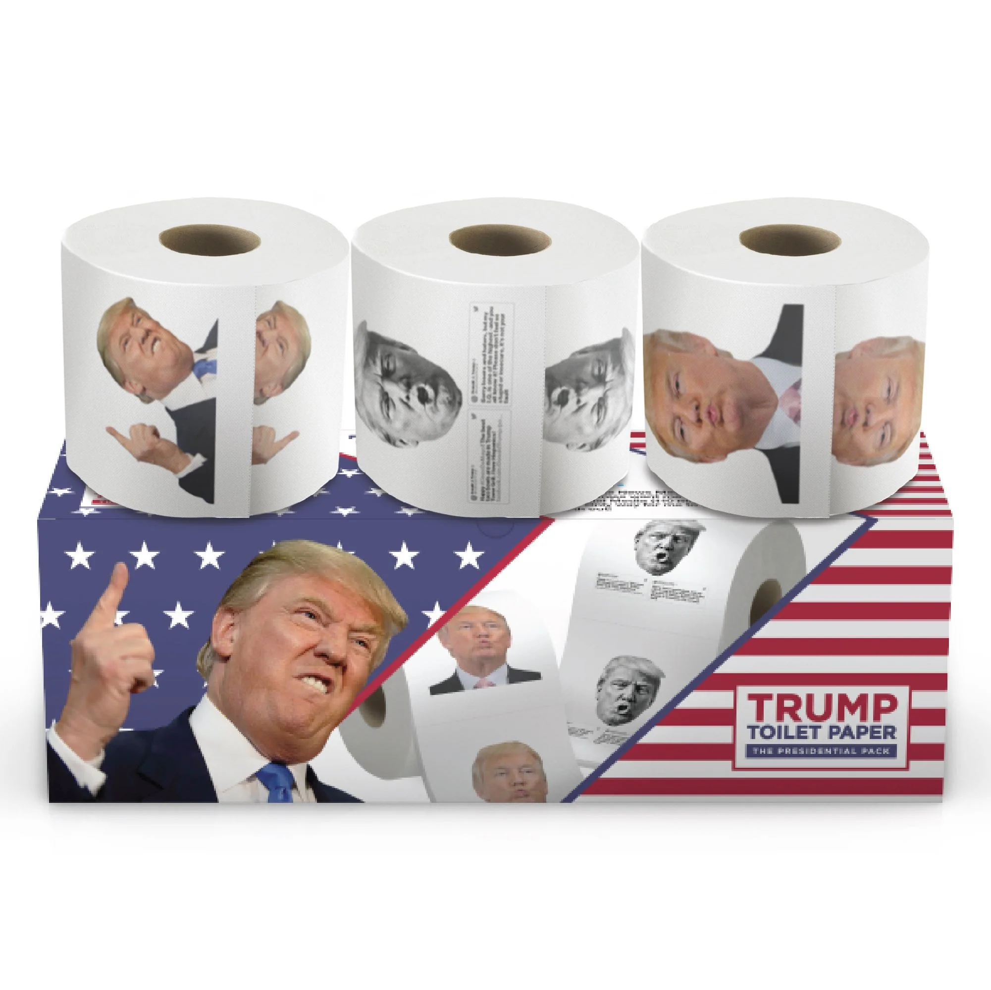 Gagster Donald Trump Toilet Paper - 3 Ply Funny Novelty Gag, 200 Sheets, Prank Gift Pack (2 Rolls Trump Images, 1 Roll Funniest Tweets) 3-pack - Image 5