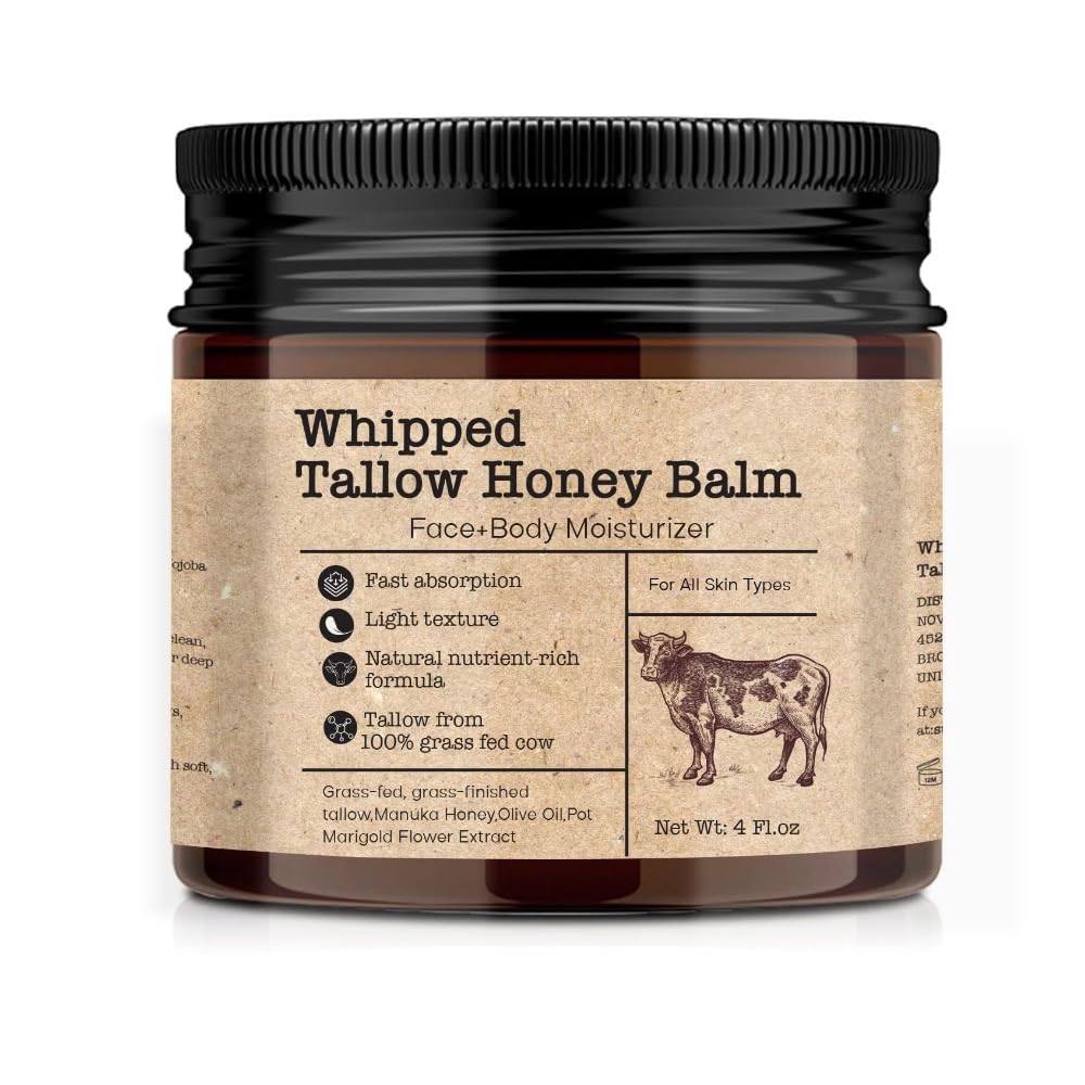 GAHQB Whipped Beef Tallow Balm for Skin : Grass-Fed Beef Tallow Moisturizer For Face and Body, Tallow Cream 4 oz