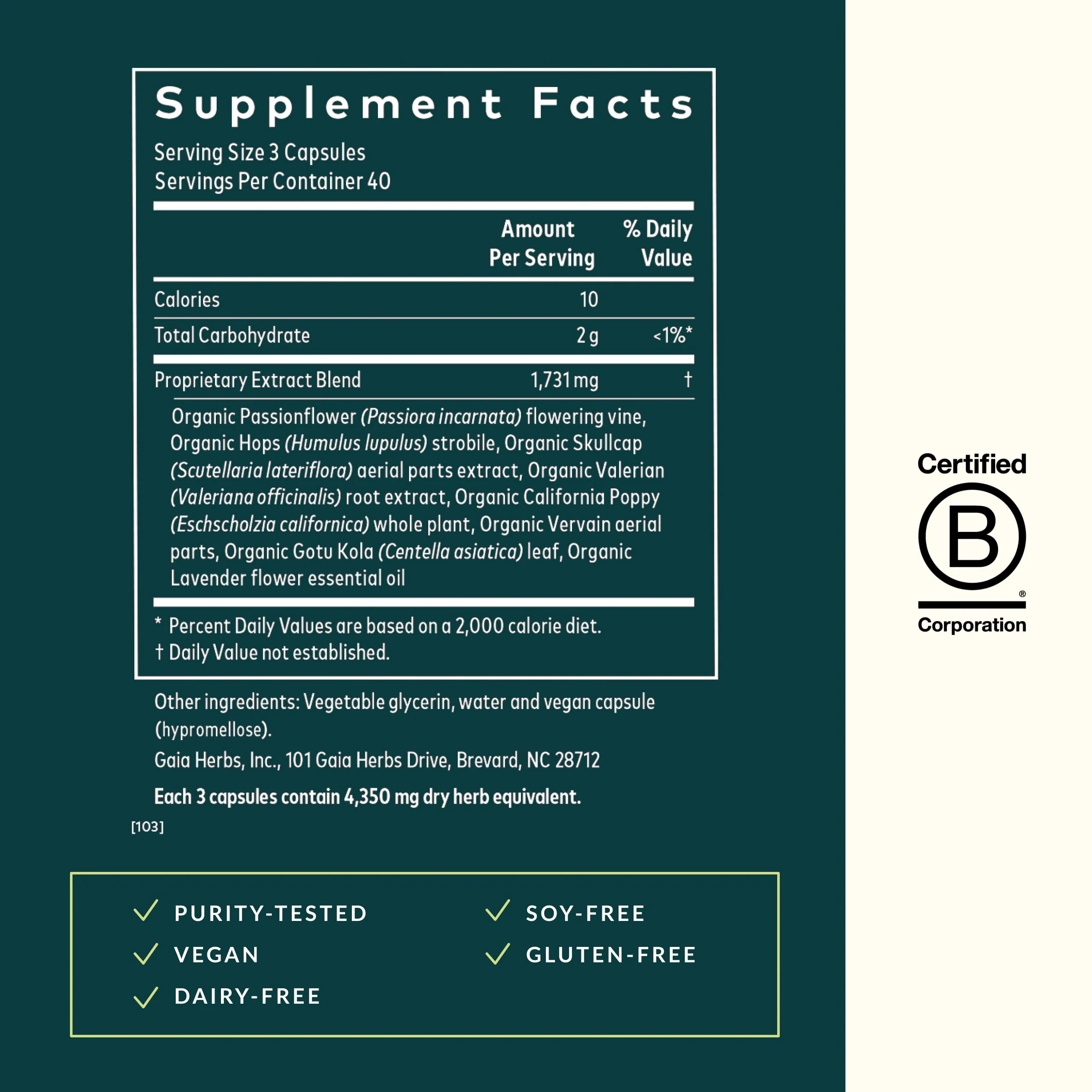 Gaia Herbs Sound Sleep - Sleep Support Supplement - Herbal, Plant-Powered Support for Calm & Relaxation* - Valerian Root, Passionflower & More - 120 Vegan Liquid Phyto-Capsules (40 Servings) - Image 8