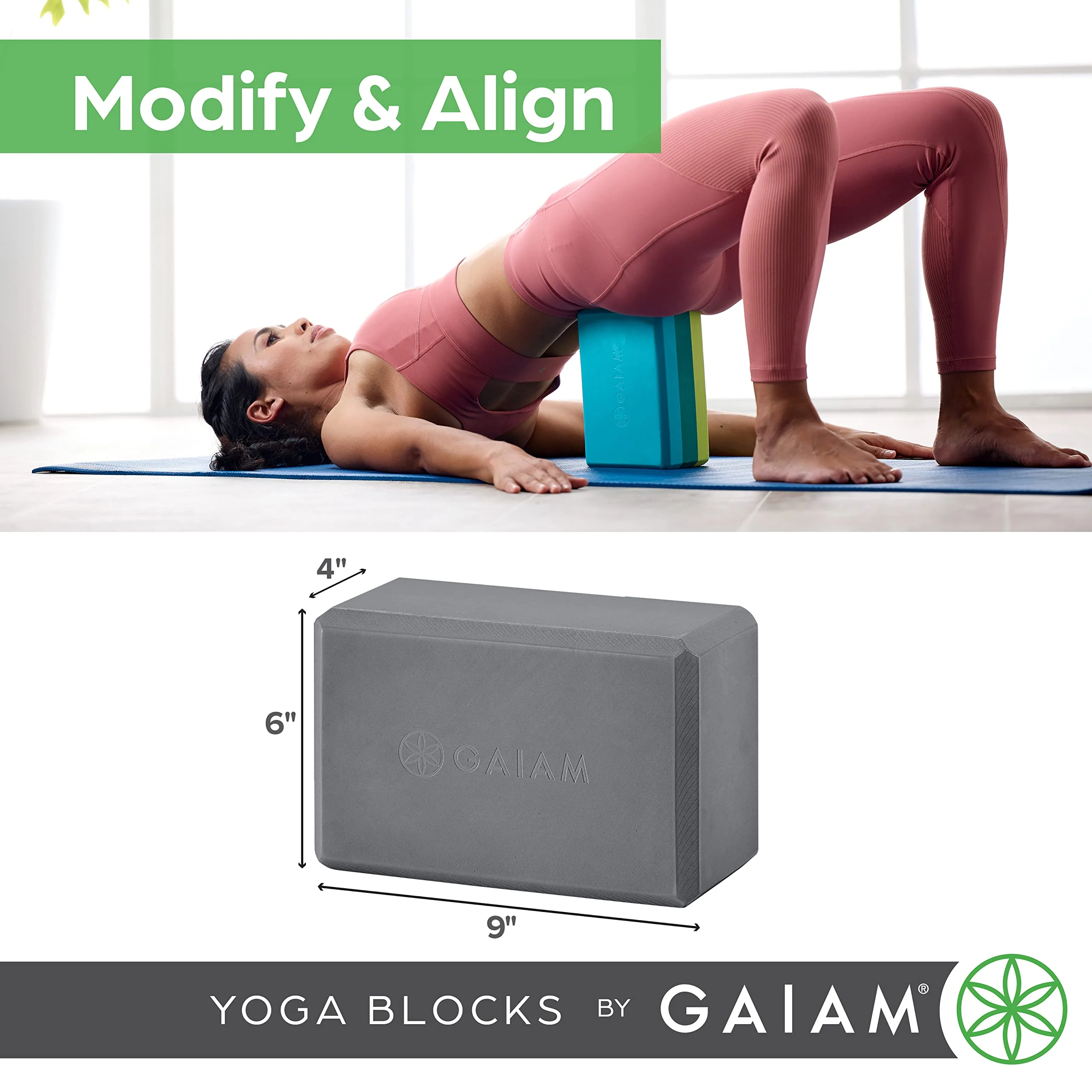 Gaiam Yoga Block - Supportive Latex-Free EVA Foam Soft Non-Slip Surface for Yoga, Pilates, Meditation, Skyline - Image 3