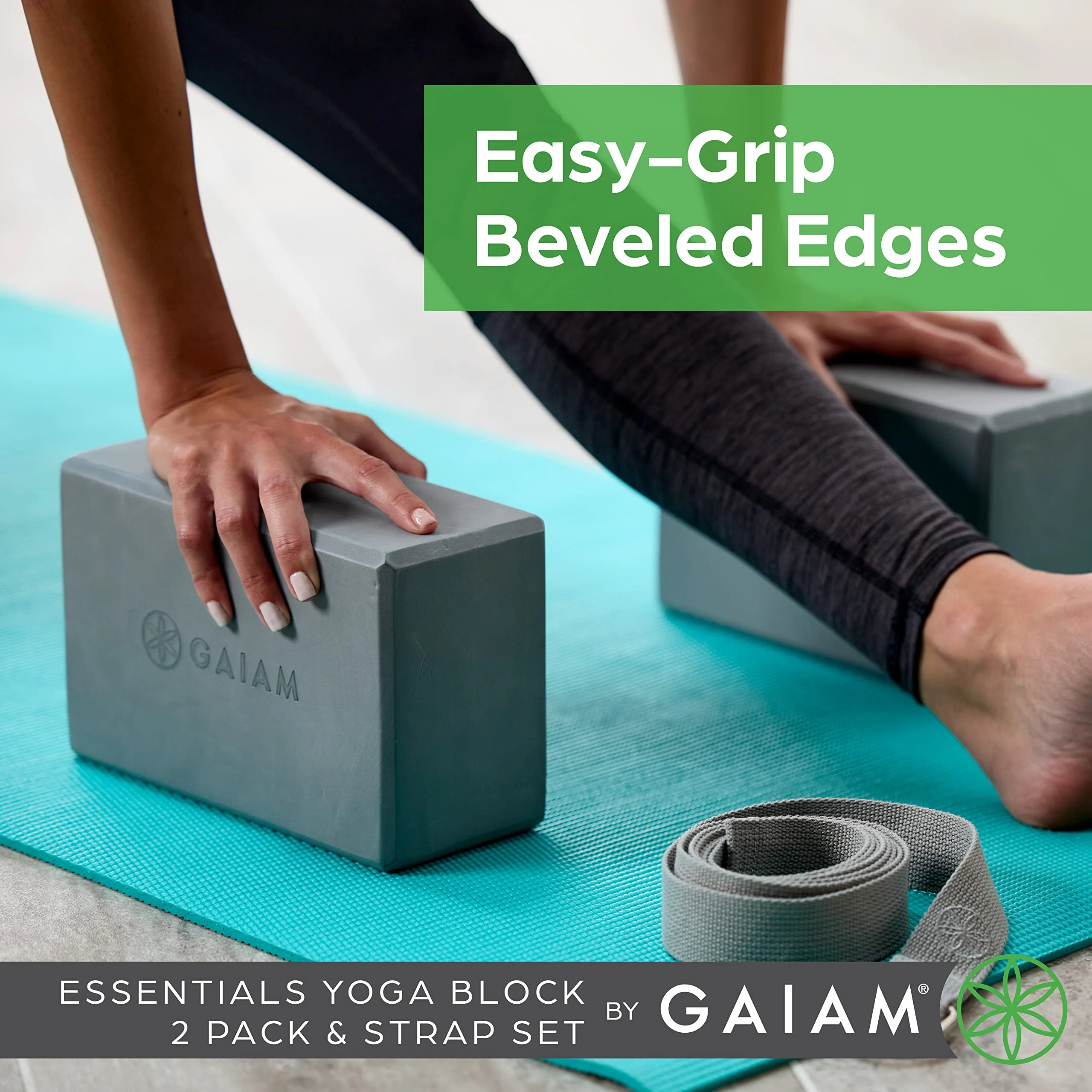 Gaiam Yoga Block & Yoga Strap Combo Set - Yoga Block with Strap, Pilates & Yoga Props to Help Extend & Deepen Stretches, Yoga Kit for Stability, Balance & Optimal Alignment, 2 - Image 4