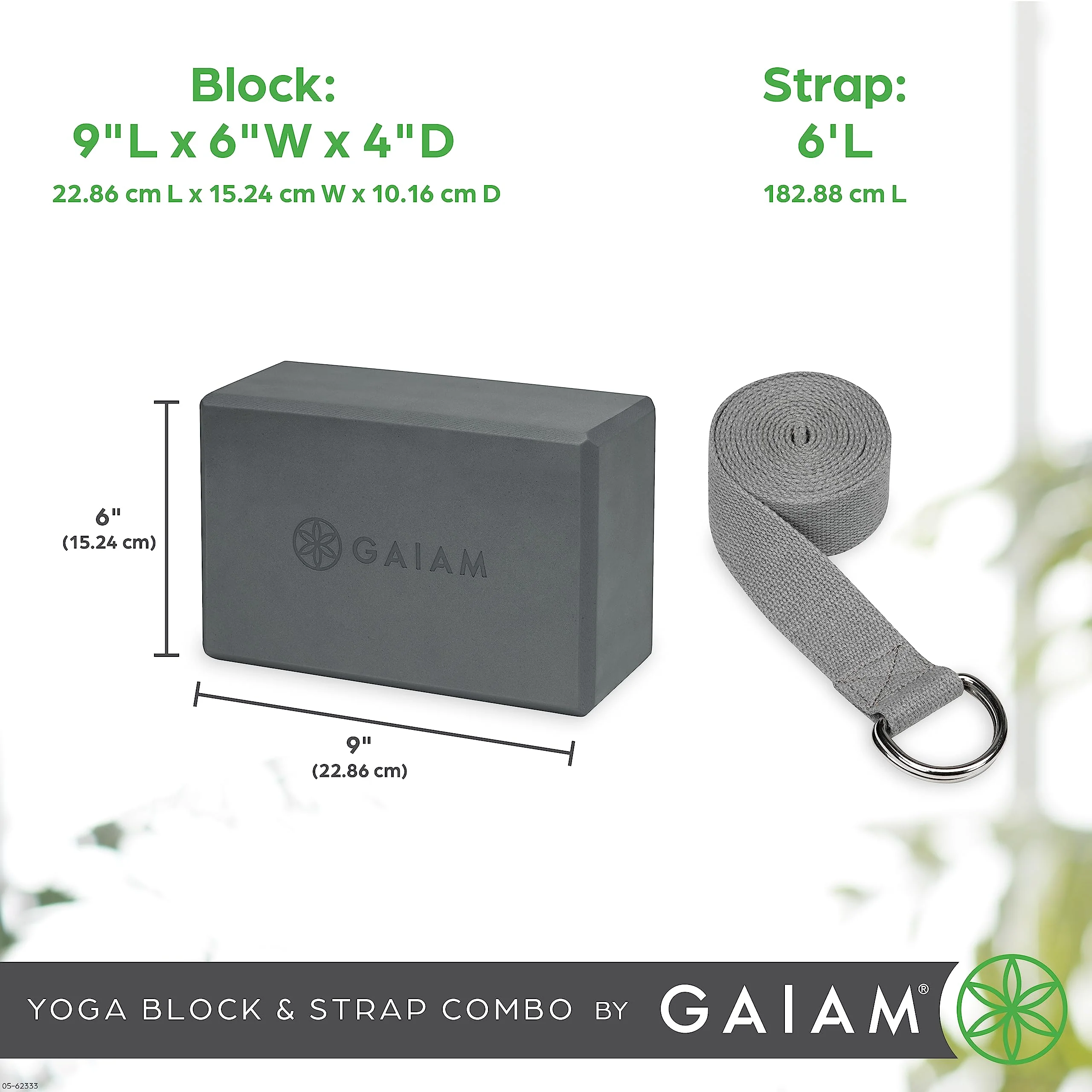 Gaiam Yoga Block & Yoga Strap Combo Set - Yoga Block with Strap, Pilates & Yoga Props to Help Extend & Deepen Stretches, Yoga Kit for Stability, Balance & Optimal Alignment - Black - Image 5