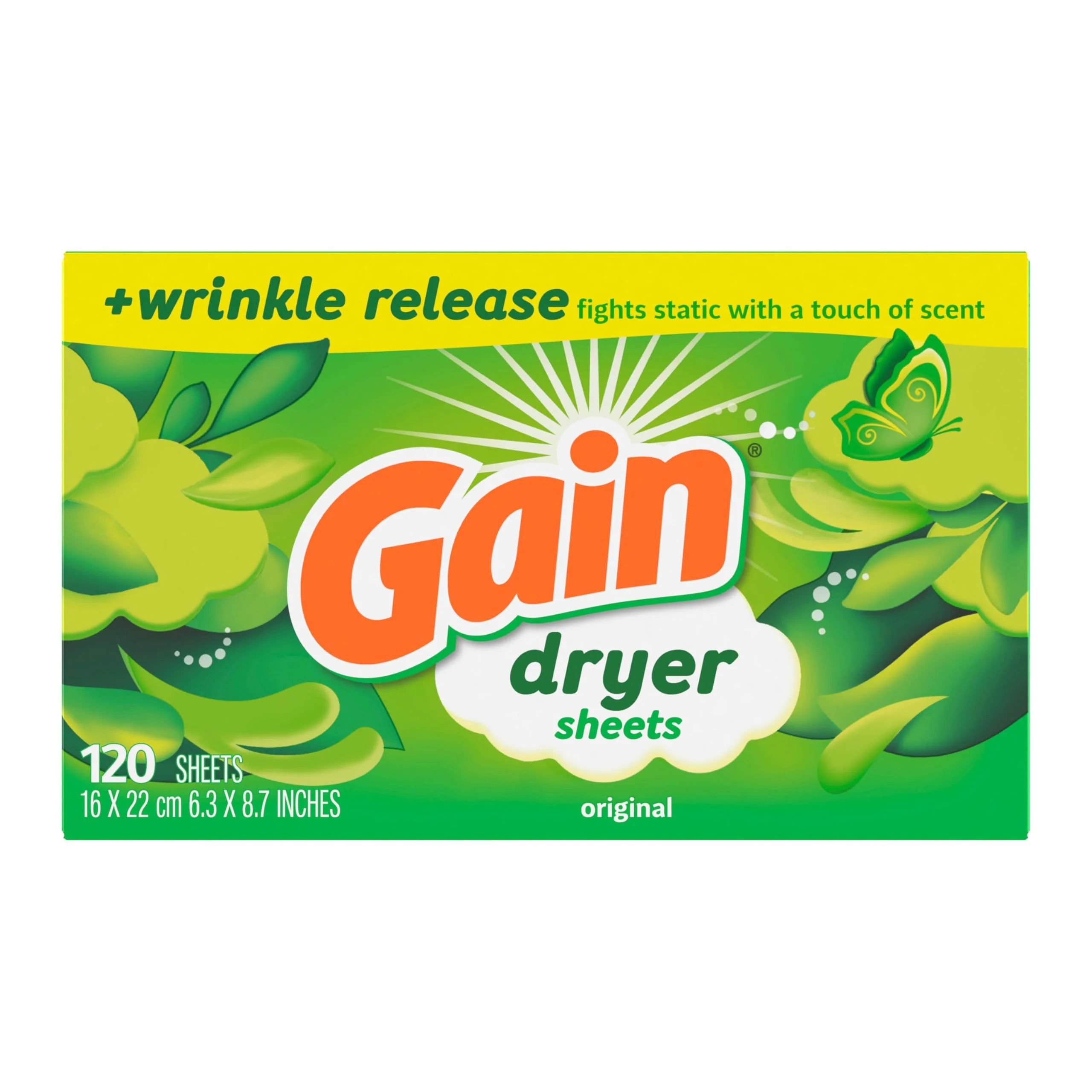 Gain dryer sheets Plus Wrinkle Release, Original Scent, 120 Count, Fights static with a touch of scent, laundry sheets - Image 8