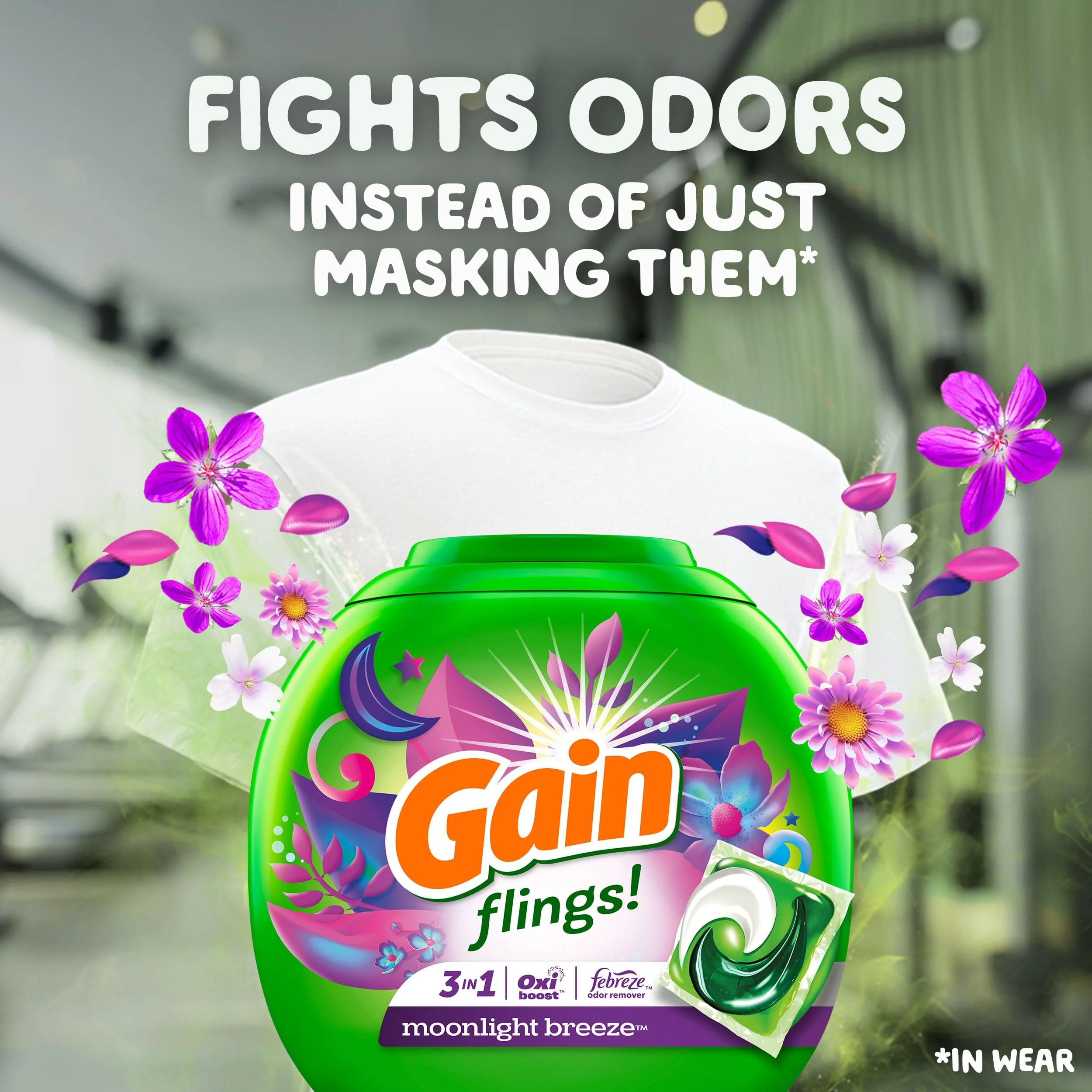 Gain Flings Laundry Detergent Pacs, 102 Count, Moonlight Breeze Scent, with Odor Defense, concentrated laundry soap pacs - Image 5