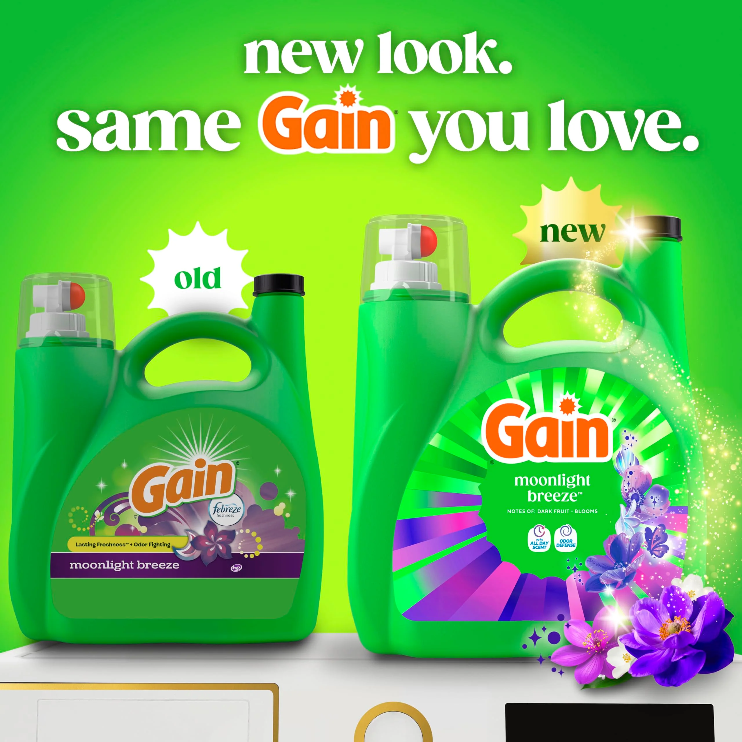 Gain Liquid Laundry Detergent, Now with Odor Defense, Moonlight Breeze Scent, 132 fl oz, 100 Loads (Packaging May Vary) - Image 2