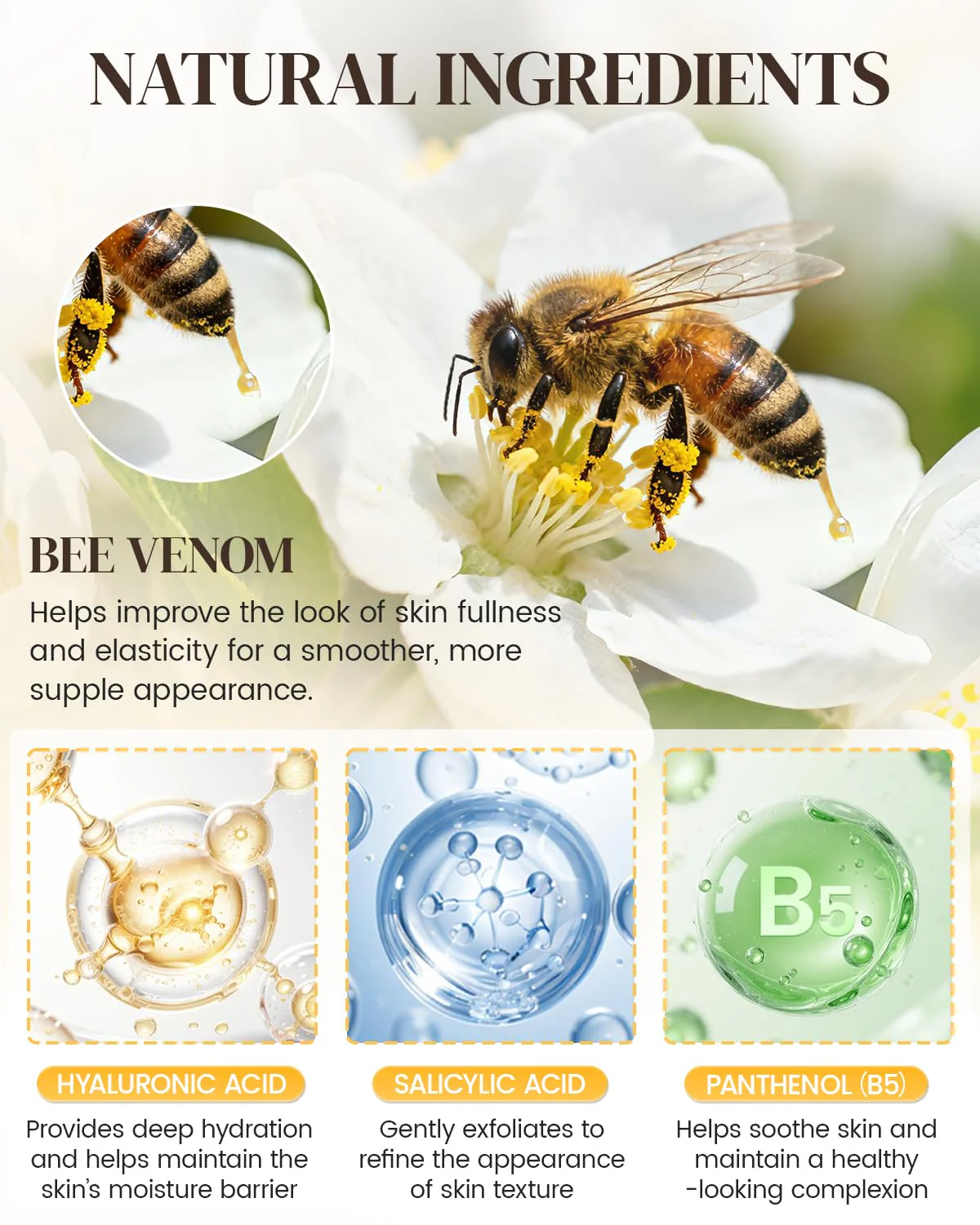 GAJUANR Bee Venom Moisturizing Cream, All-in-One Nourishing Moisturizer with Hyaluronic Acid, Firming & Hydrating Face and Body Cream, Natural Gentle Formula for All Skin Types (60g * 2PCS) - Image 7